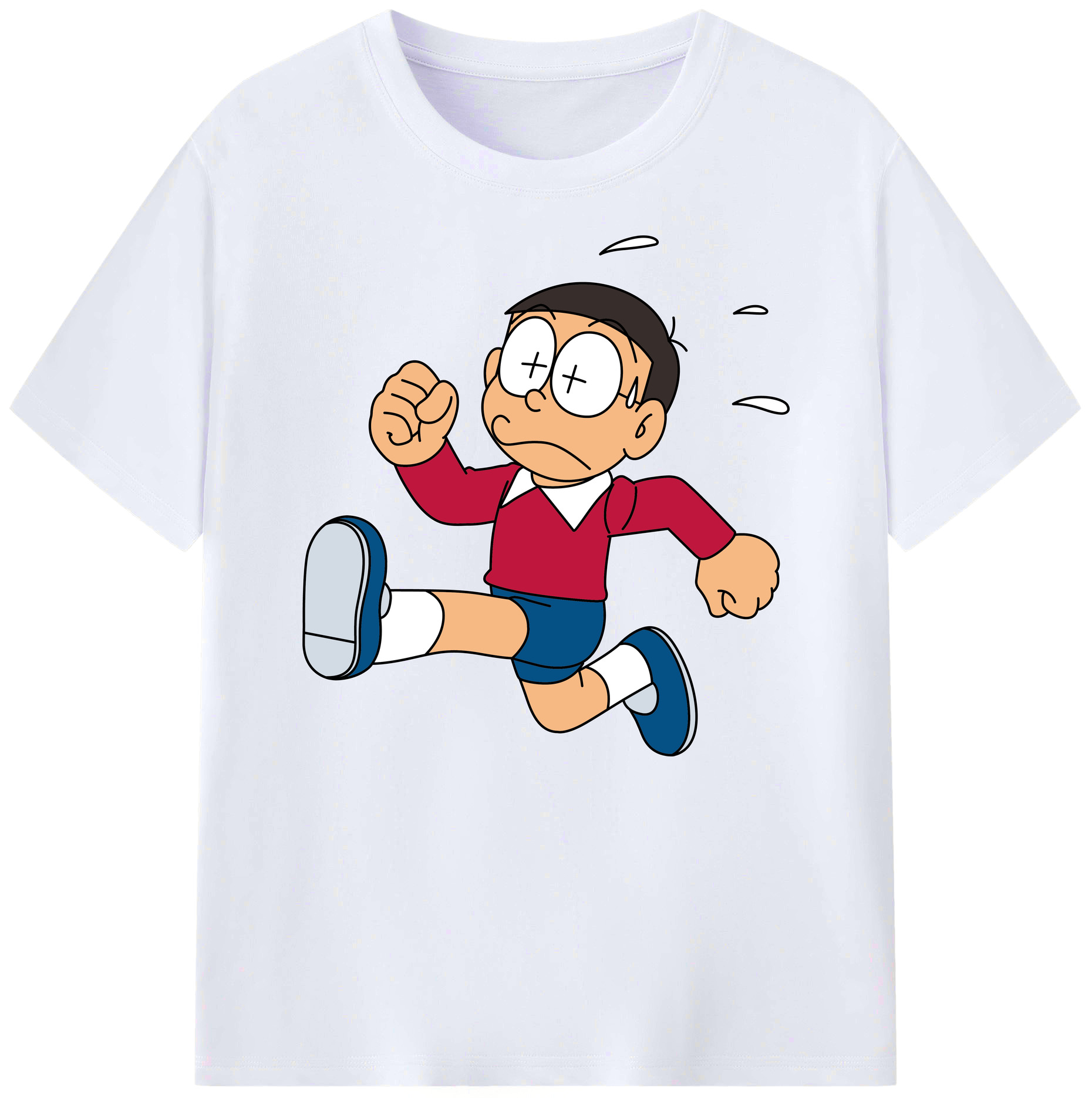 （画像用） ドラえもん 野比 のび太 Doraemon Nobita Nobi 綿100％ メンズ半袖Tシャツ｜肌触りやわらか＆通気性