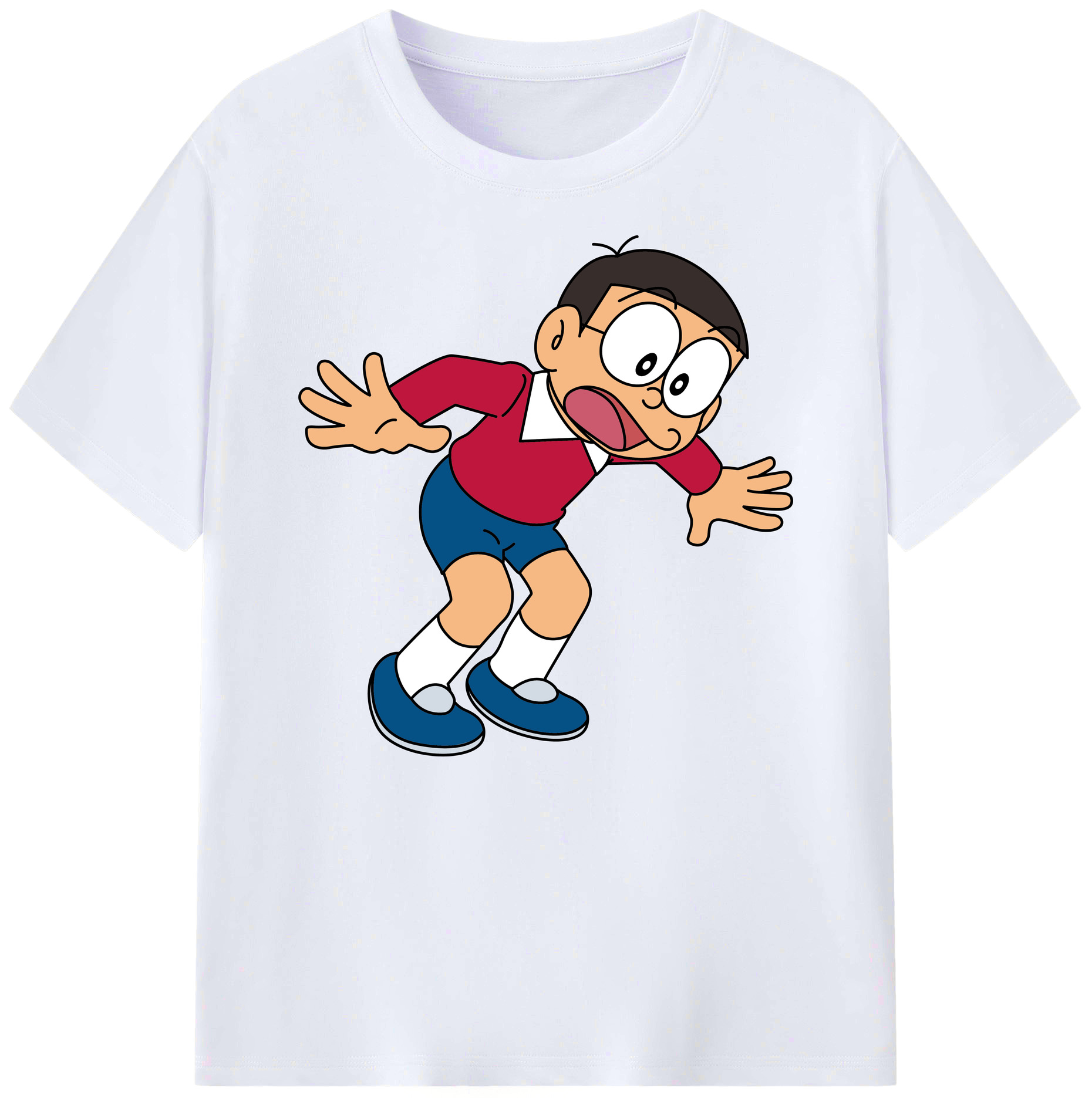 （画像用） ドラえもん 野比 のび太 Doraemon Nobita Nobi 綿100％ メンズ半袖Tシャツ｜肌触りやわらか＆通気性