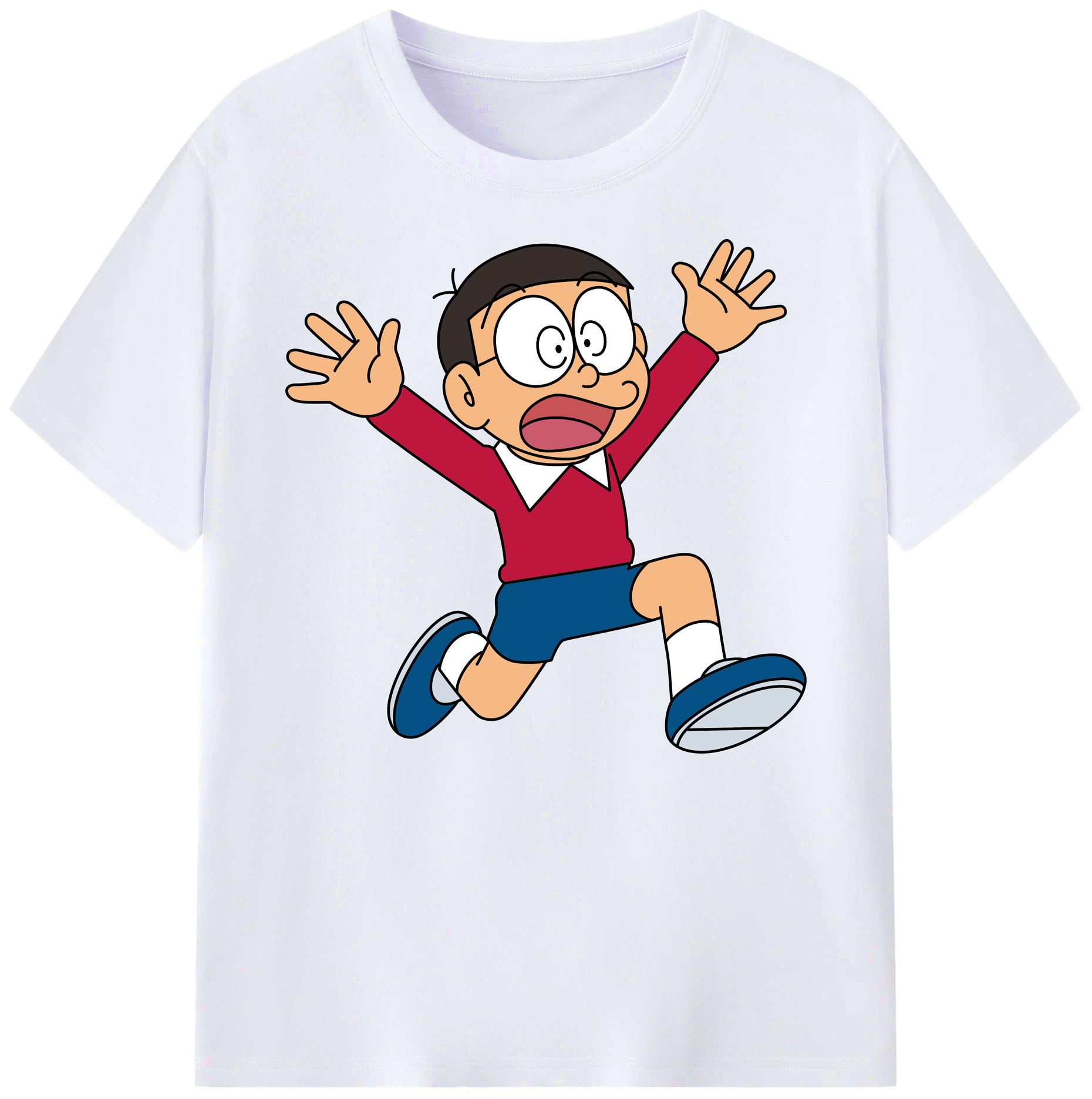 （画像用） ドラえもん 野比 のび太 Doraemon Nobita Nobi 綿100％ メンズ半袖Tシャツ｜肌触りやわらか＆通気性