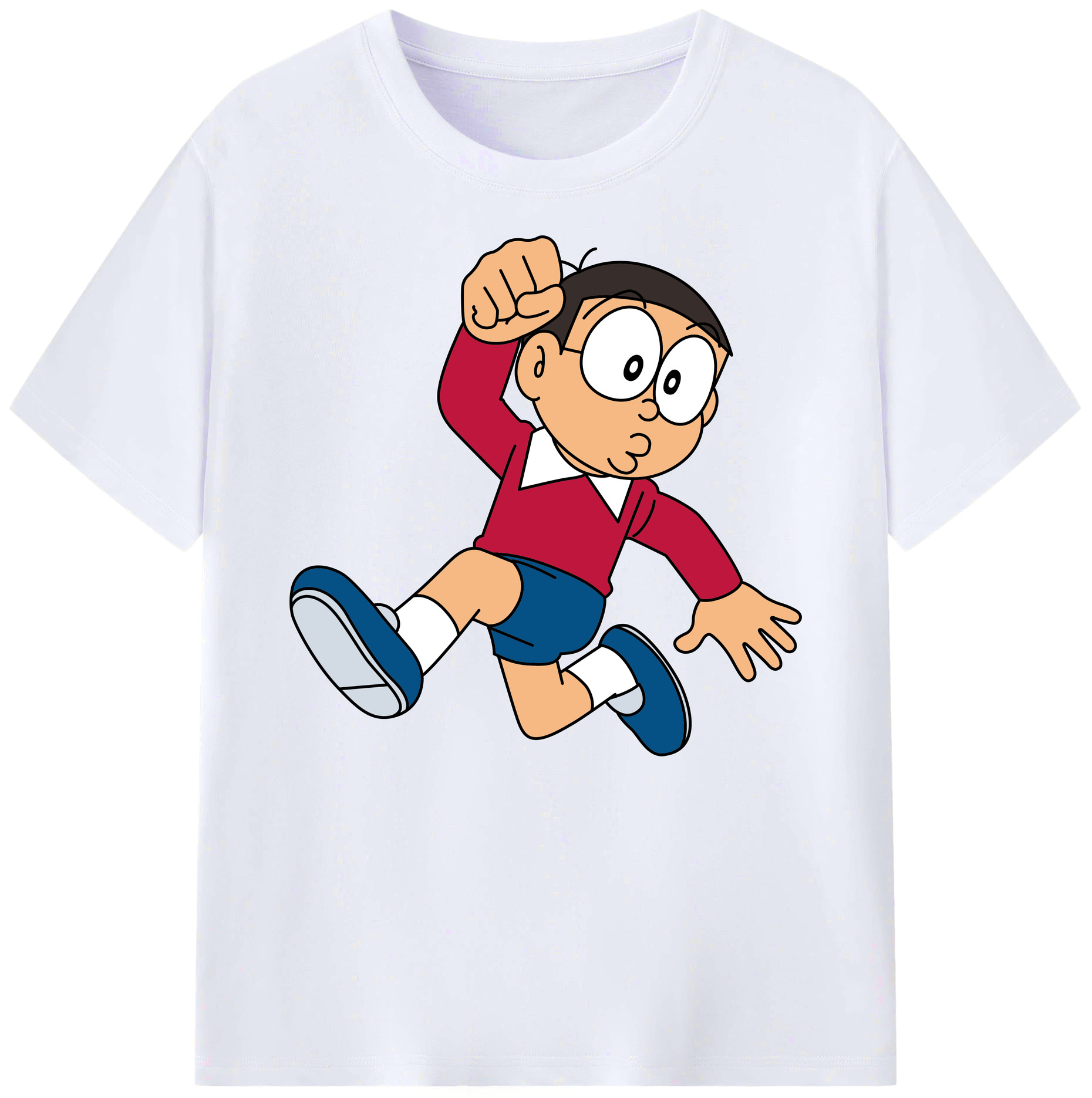 （画像用） ドラえもん 野比 のび太 Doraemon Nobita Nobi 綿100％ メンズ半袖Tシャツ｜肌触りやわらか＆通気性