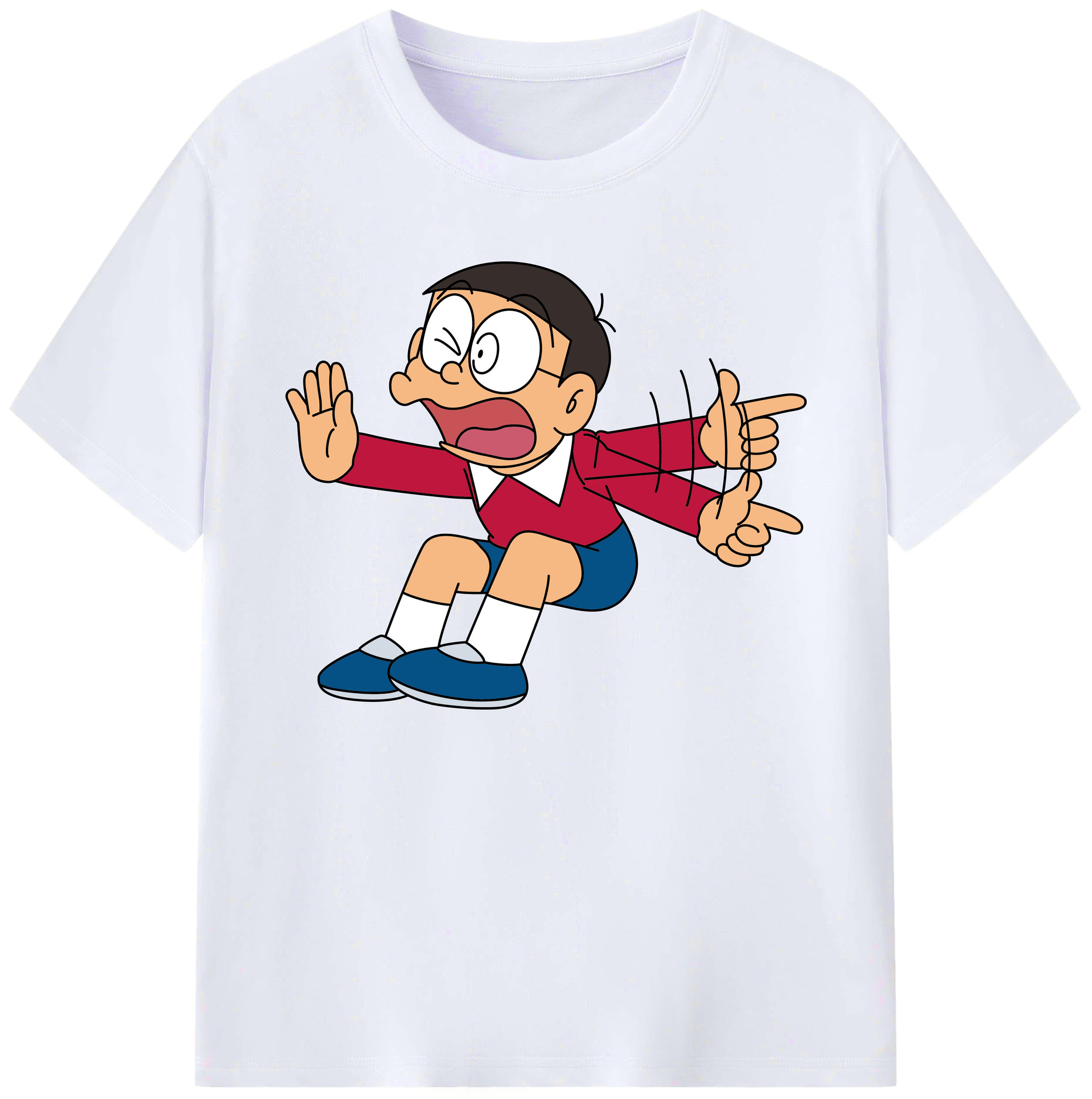 （画像用） ドラえもん 野比 のび太 Doraemon Nobita Nobi 綿100％ メンズ半袖Tシャツ｜肌触りやわらか＆通気性