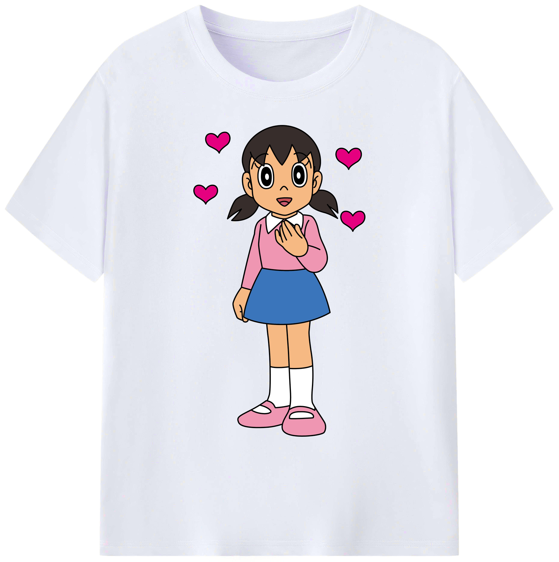 （画像用） ドラえもん みなもと しずか Doraemon Shizuka Minamoto 綿100％ メンズ半袖Tシャツ｜肌触りやわらか＆通気性