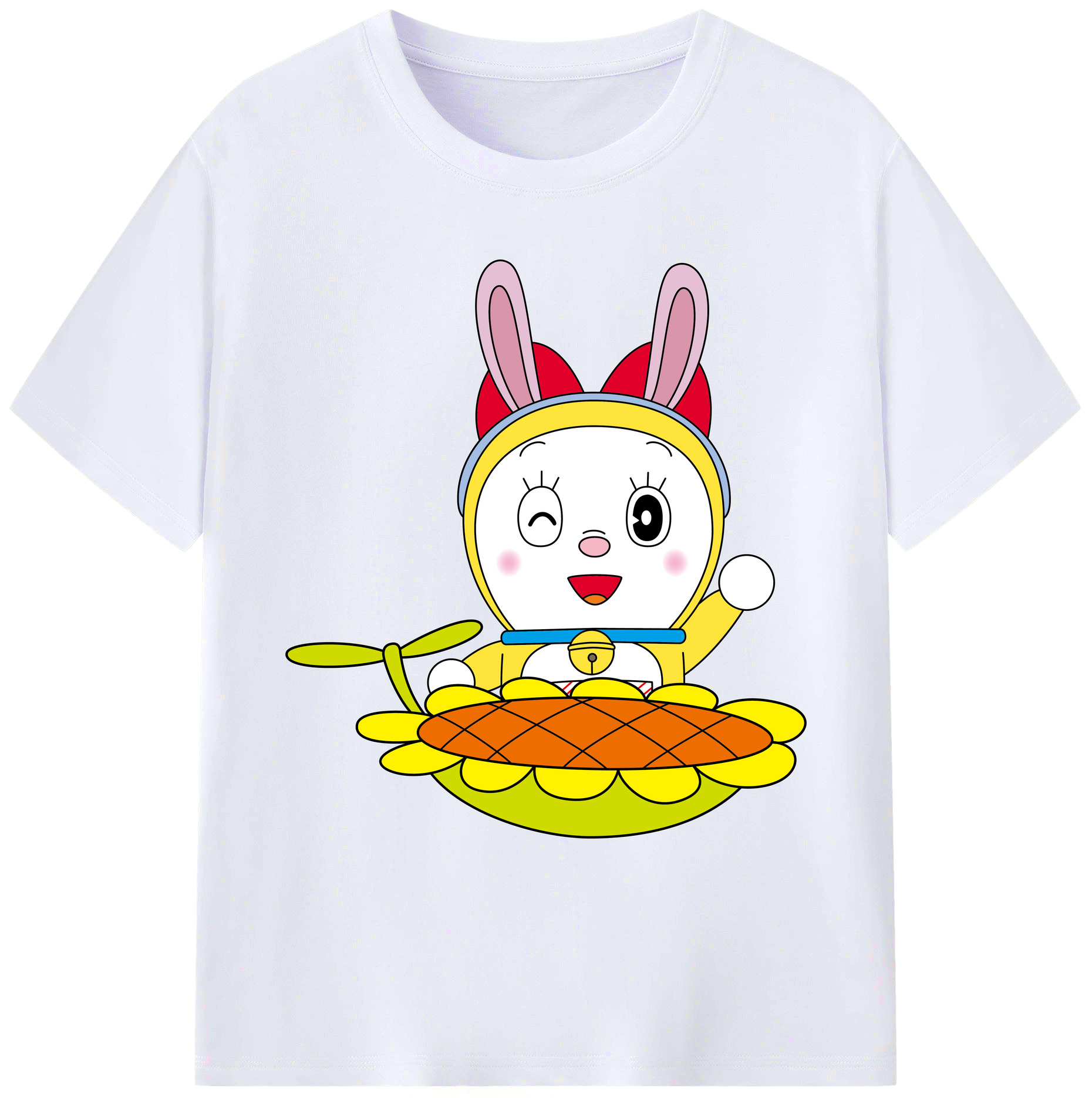 （画像用） ドラえもん ドラミ Doraemon Dorami 綿100％ メンズ半袖Tシャツ｜肌触りやわらか＆通気性