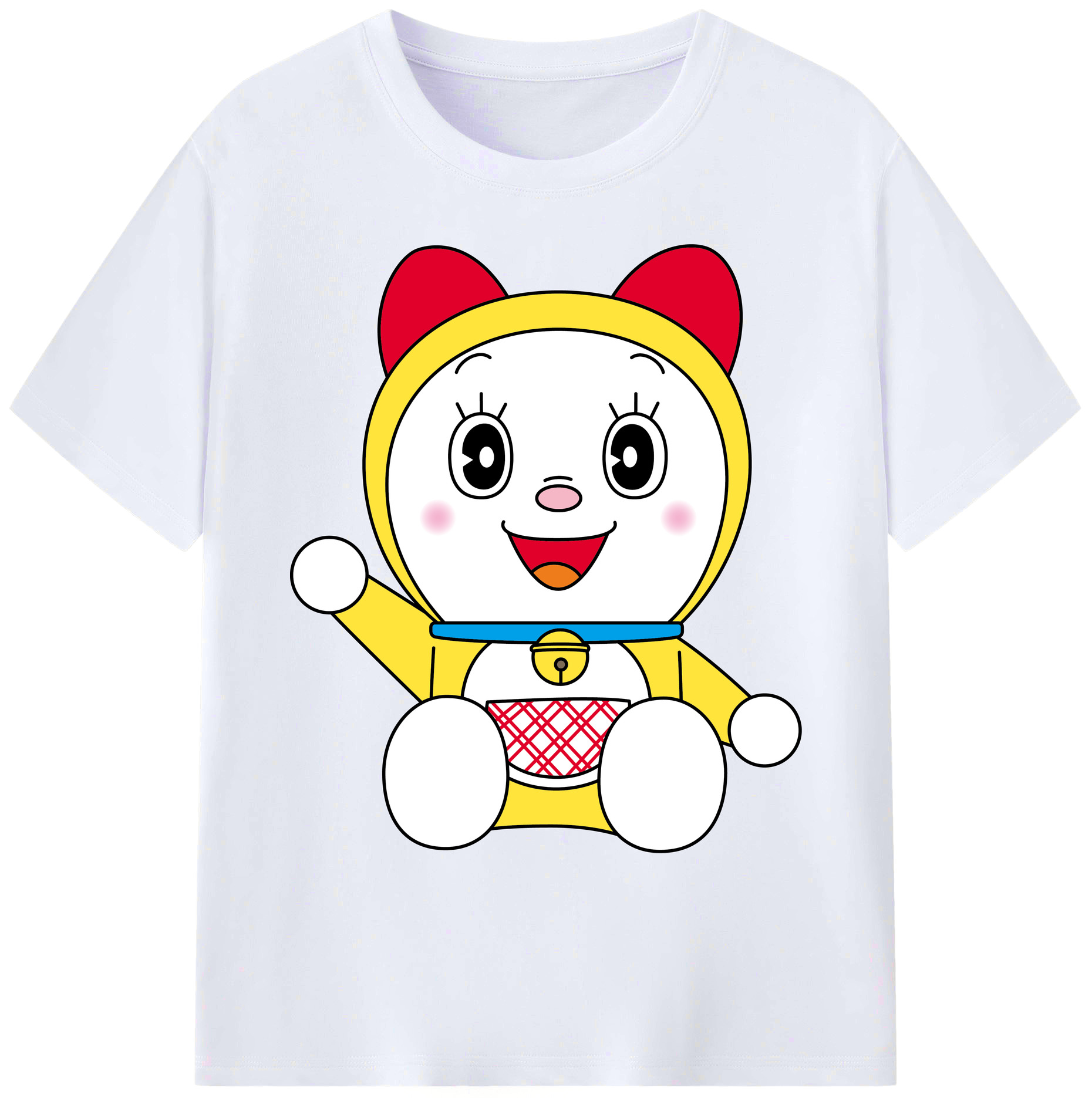 （画像用） ドラえもん ドラミ Doraemon Dorami 綿100％ メンズ半袖Tシャツ｜肌触りやわらか＆通気性