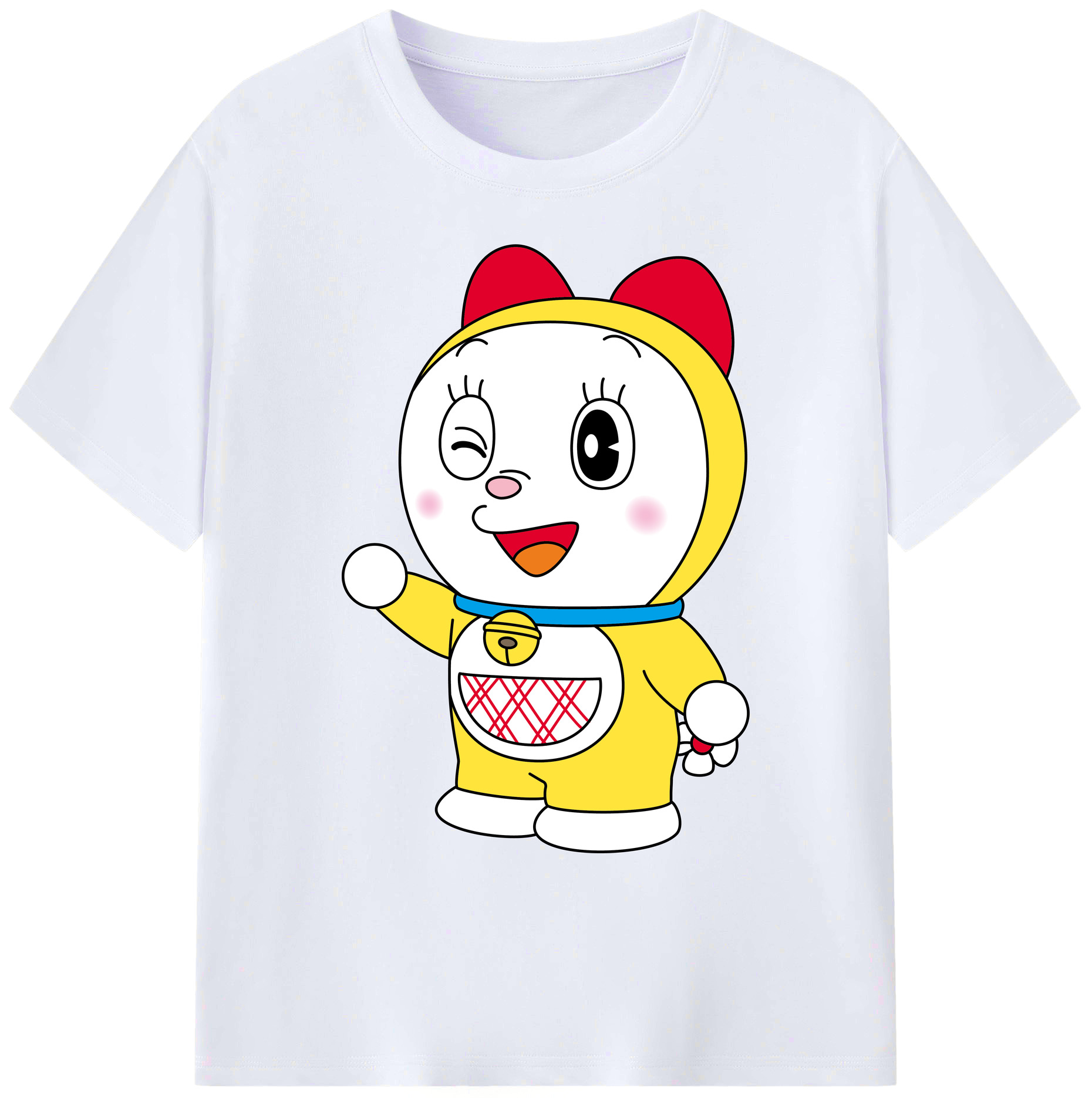 （画像用） ドラえもん ドラミ Doraemon Dorami 綿100％ メンズ半袖Tシャツ｜肌触りやわらか＆通気性