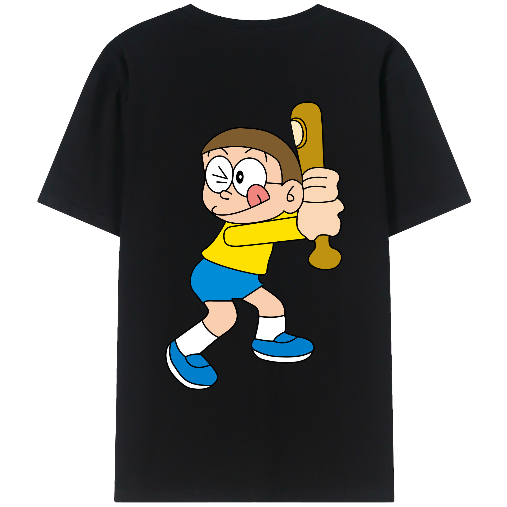 （画像用） ドラえもん 野比 のび太 Doraemon Nobita Nobi レディース半袖Tシャツ(バックプリント)