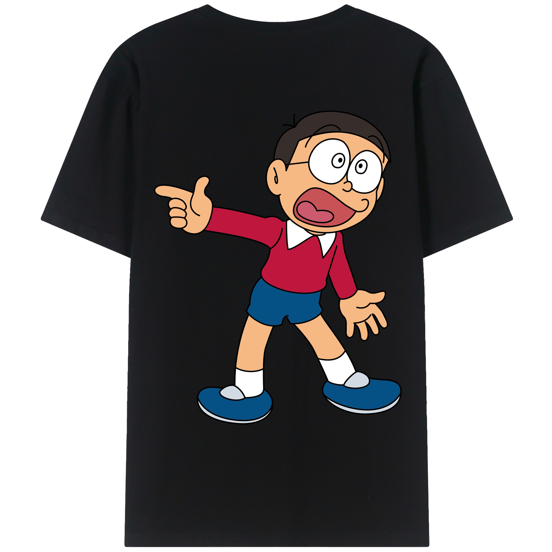 （画像用） ドラえもん 野比 のび太 Doraemon Nobita Nobi レディース半袖Tシャツ(バックプリント)
