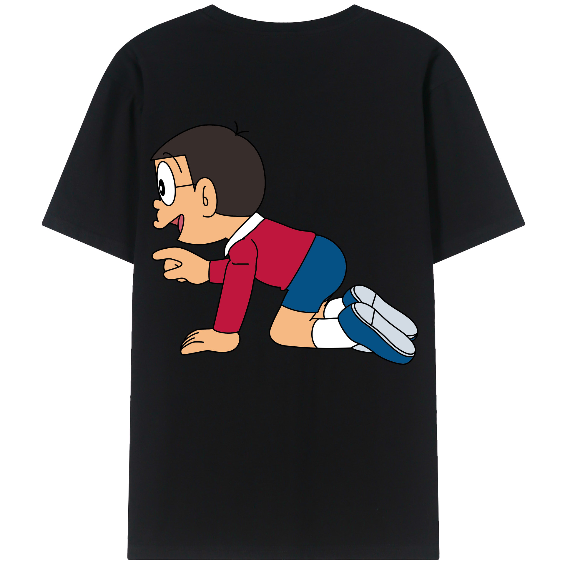 （画像用） ドラえもん 野比 のび太 Doraemon Nobita Nobi レディース半袖Tシャツ(バックプリント)