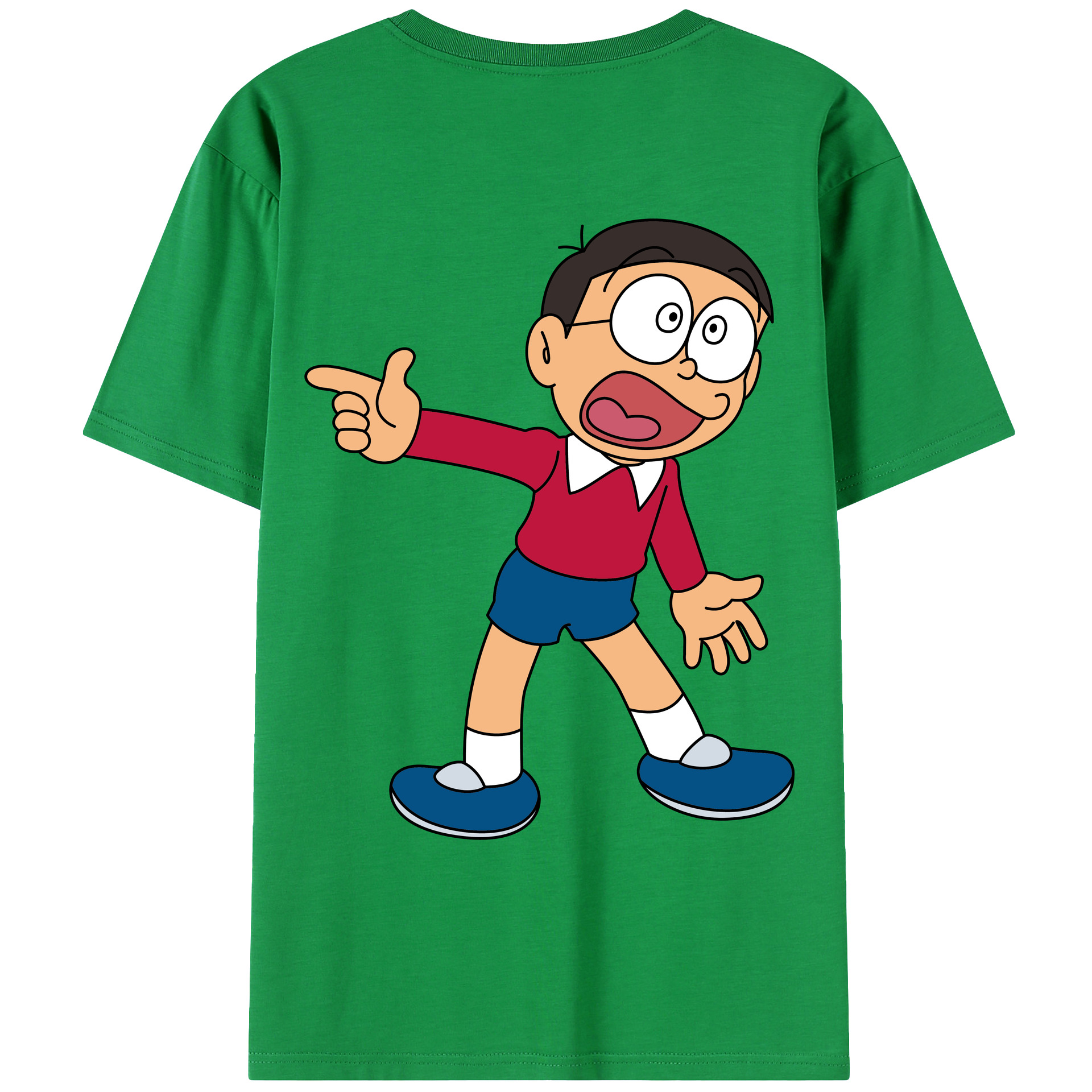 （画像用） ドラえもん 野比 のび太 Doraemon Nobita Nobi レディース半袖Tシャツ(バックプリント)