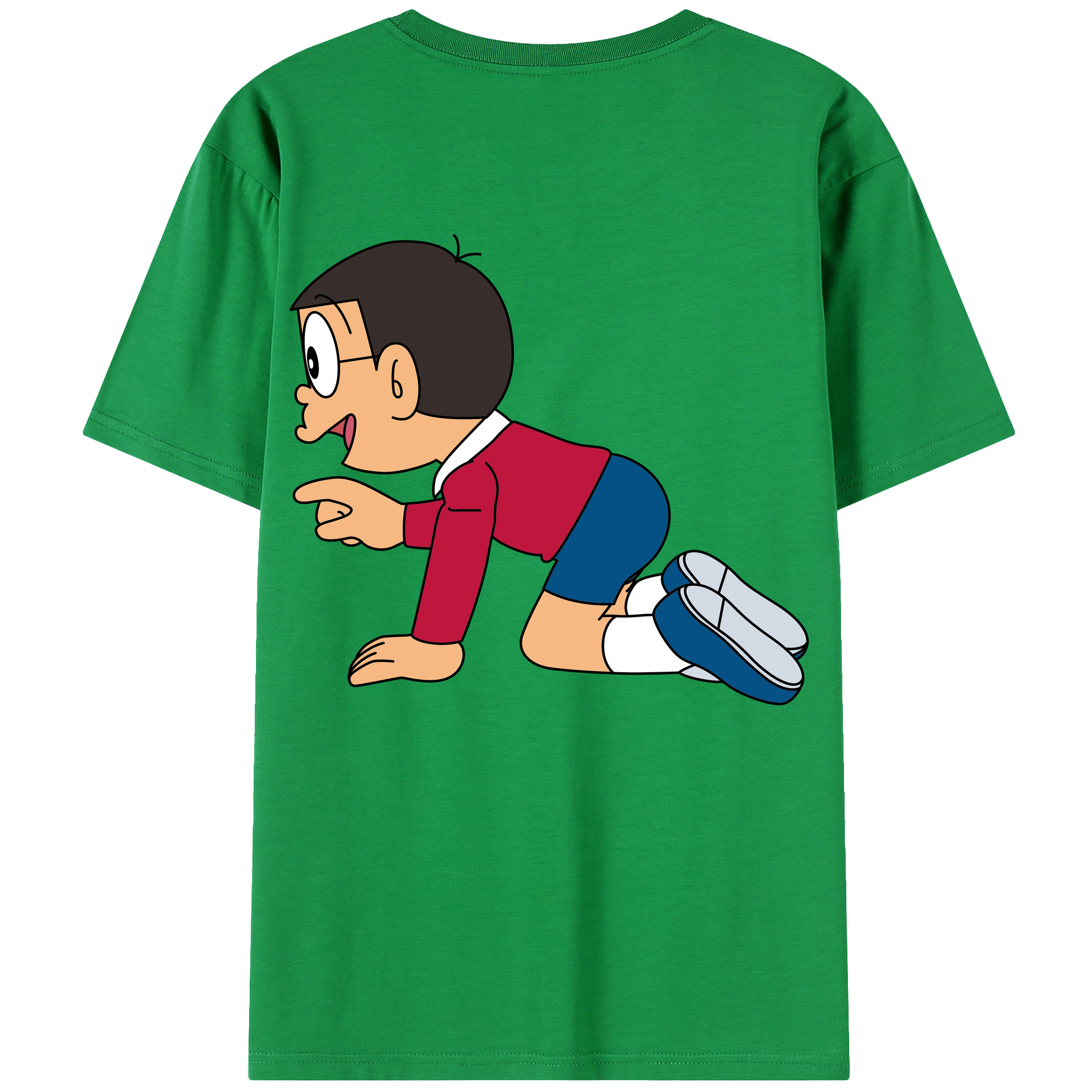 （画像用） ドラえもん 野比 のび太 Doraemon Nobita Nobi レディース半袖Tシャツ(バックプリント)