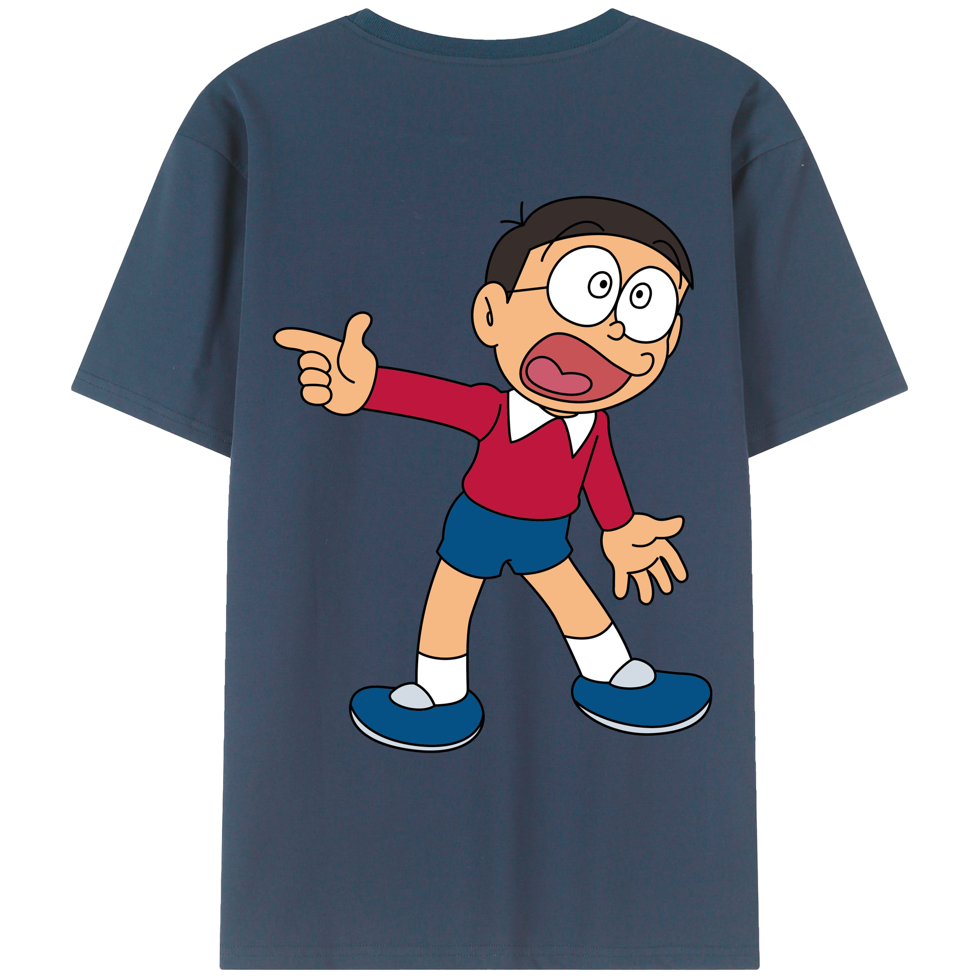 （画像用） ドラえもん 野比 のび太 Doraemon Nobita Nobi レディース半袖Tシャツ(バックプリント)