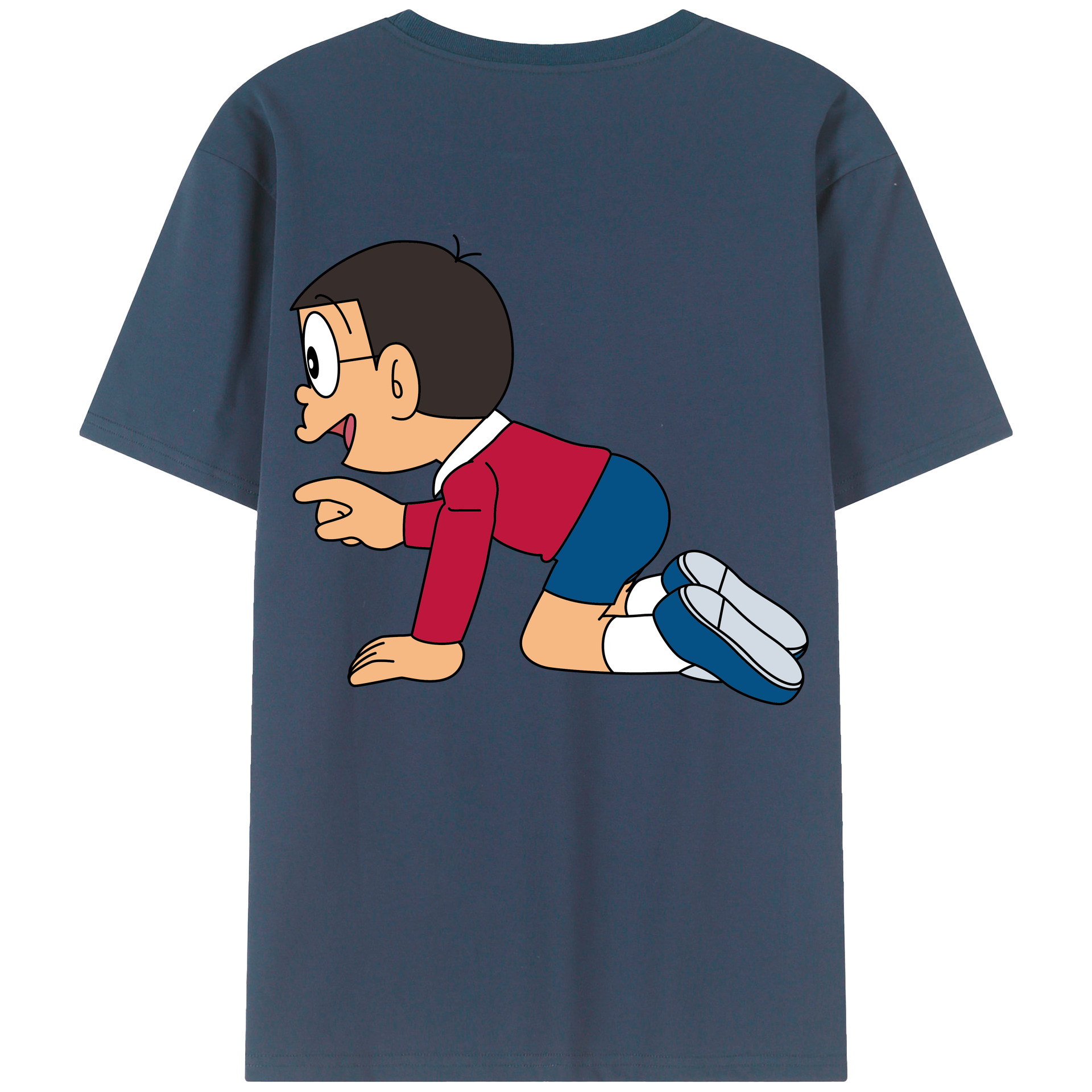 （画像用） ドラえもん 野比 のび太 Doraemon Nobita Nobi レディース半袖Tシャツ(バックプリント)