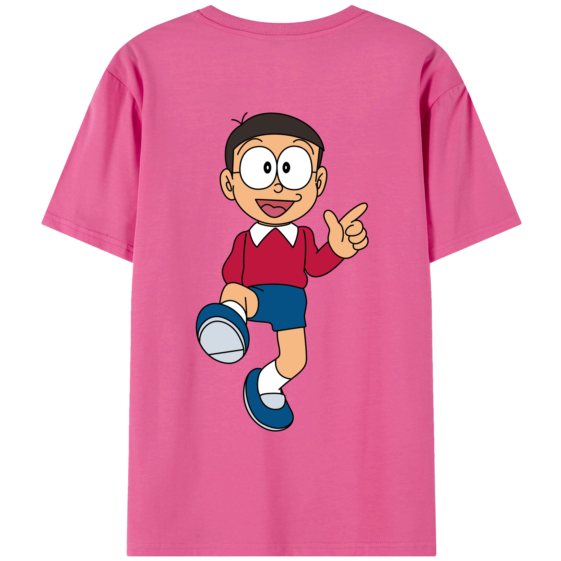 （画像用） ドラえもん 野比 のび太 Doraemon Nobita Nobi レディース半袖Tシャツ(バックプリント)