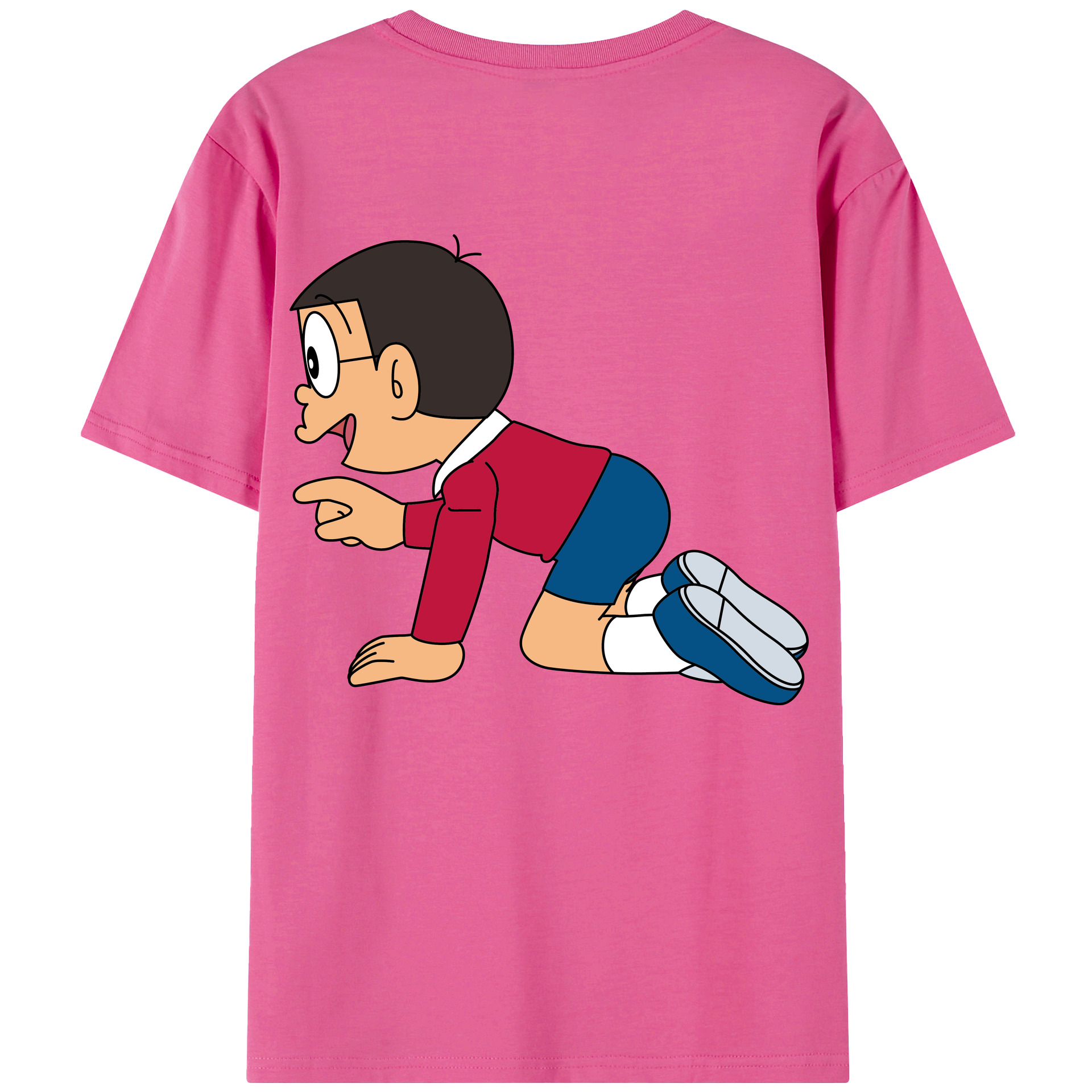 （画像用） ドラえもん 野比 のび太 Doraemon Nobita Nobi レディース半袖Tシャツ(バックプリント)
