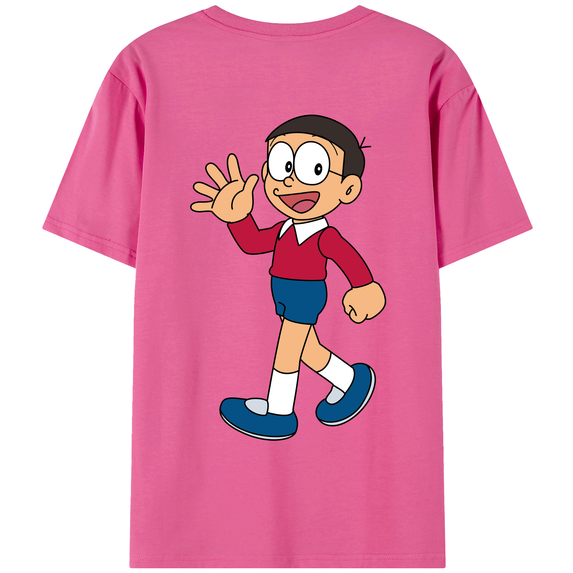 （画像用） ドラえもん 野比 のび太 Doraemon Nobita Nobi レディース半袖Tシャツ(バックプリント)