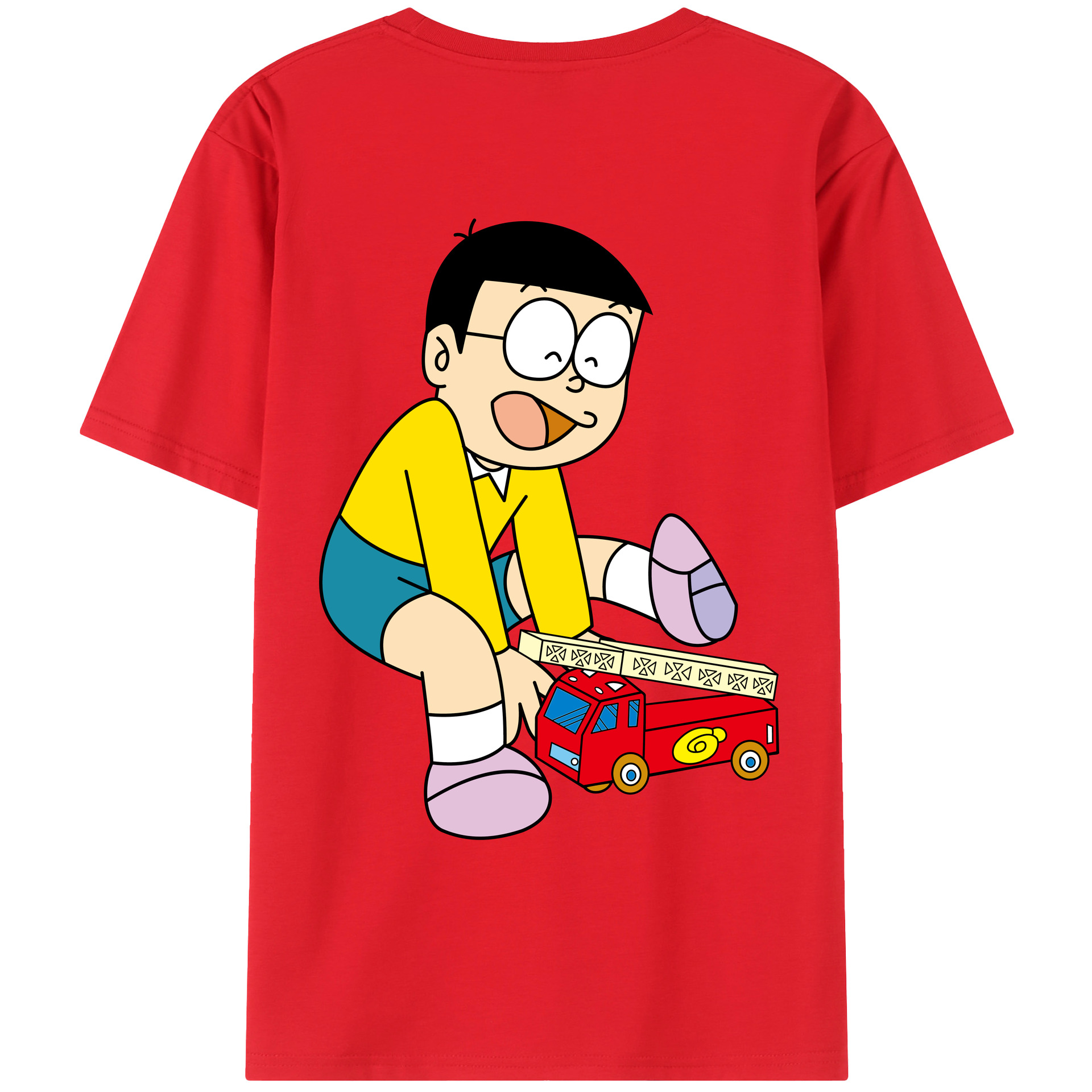 （画像用） ドラえもん 野比 のび太 Doraemon Nobita Nobi レディース半袖Tシャツ(バックプリント)