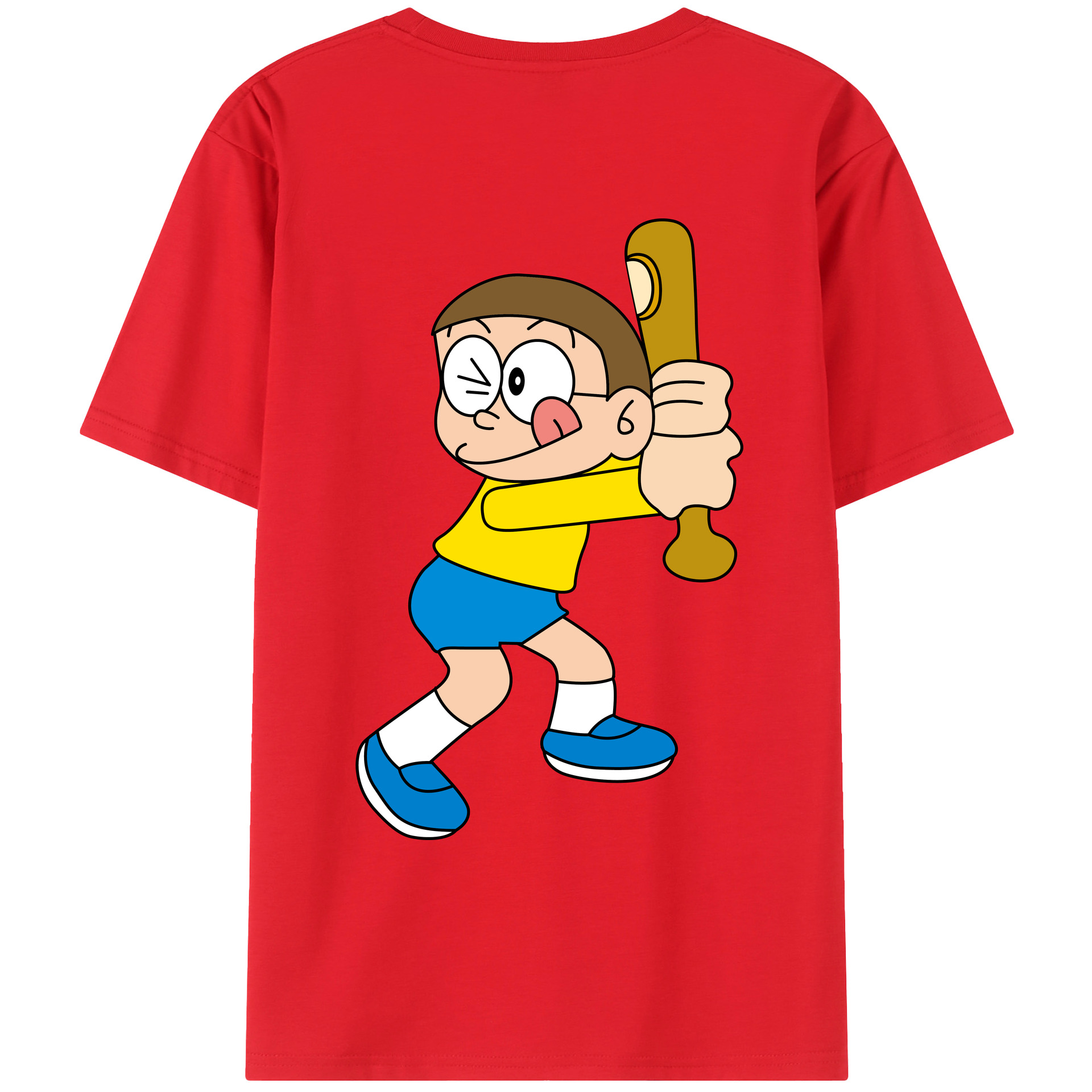 （画像用） ドラえもん 野比 のび太 Doraemon Nobita Nobi レディース半袖Tシャツ(バックプリント)