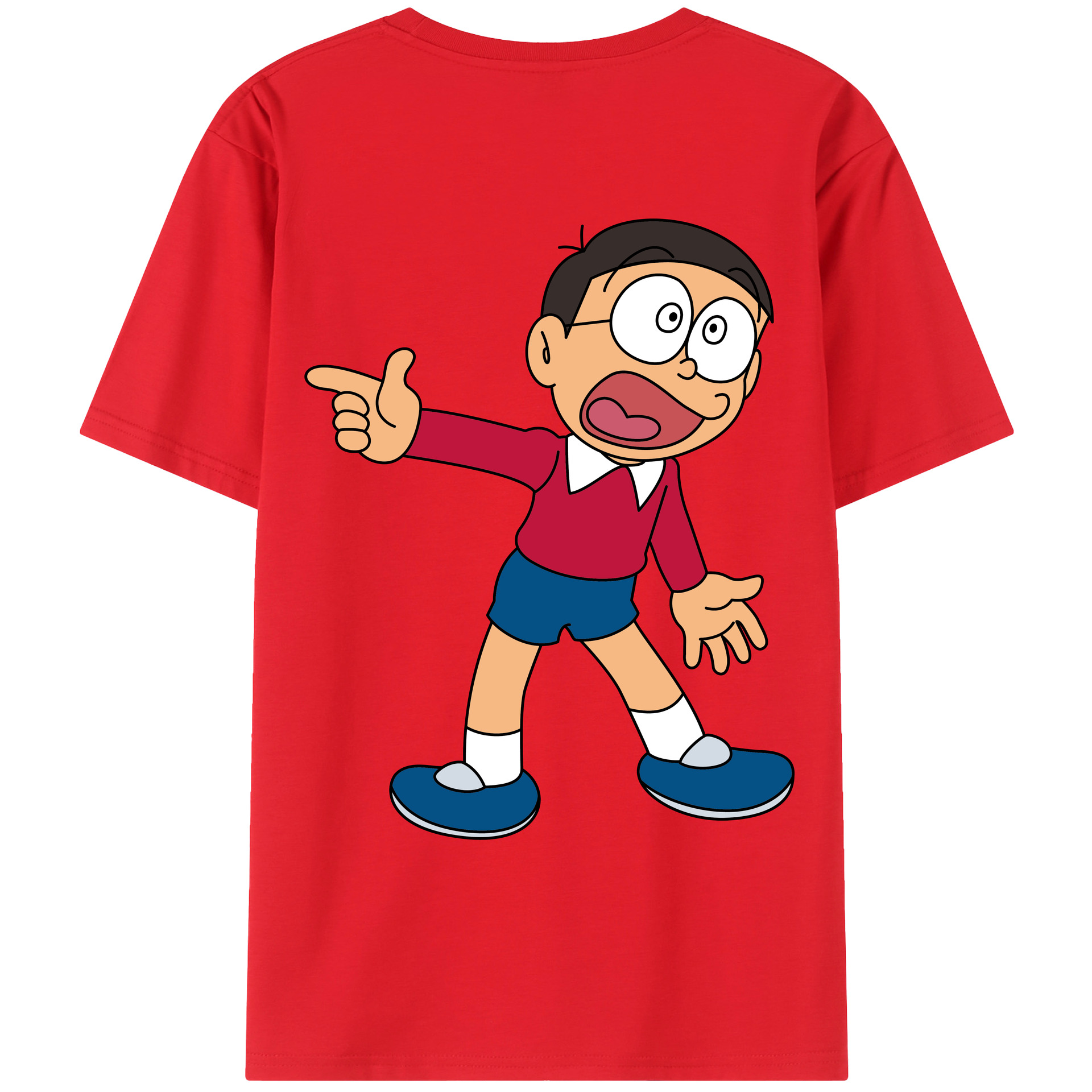（画像用） ドラえもん 野比 のび太 Doraemon Nobita Nobi レディース半袖Tシャツ(バックプリント)
