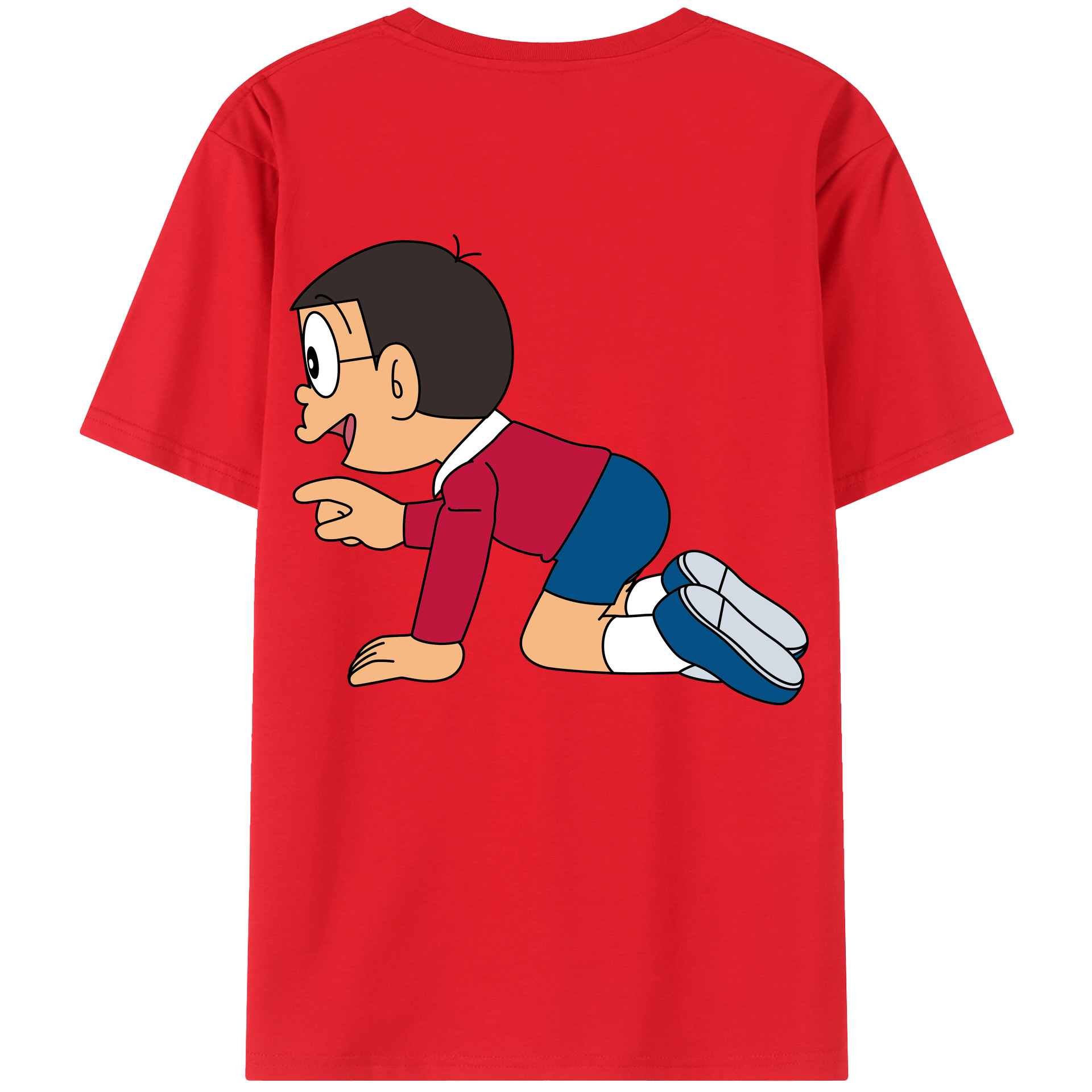 （画像用） ドラえもん 野比 のび太 Doraemon Nobita Nobi レディース半袖Tシャツ(バックプリント)