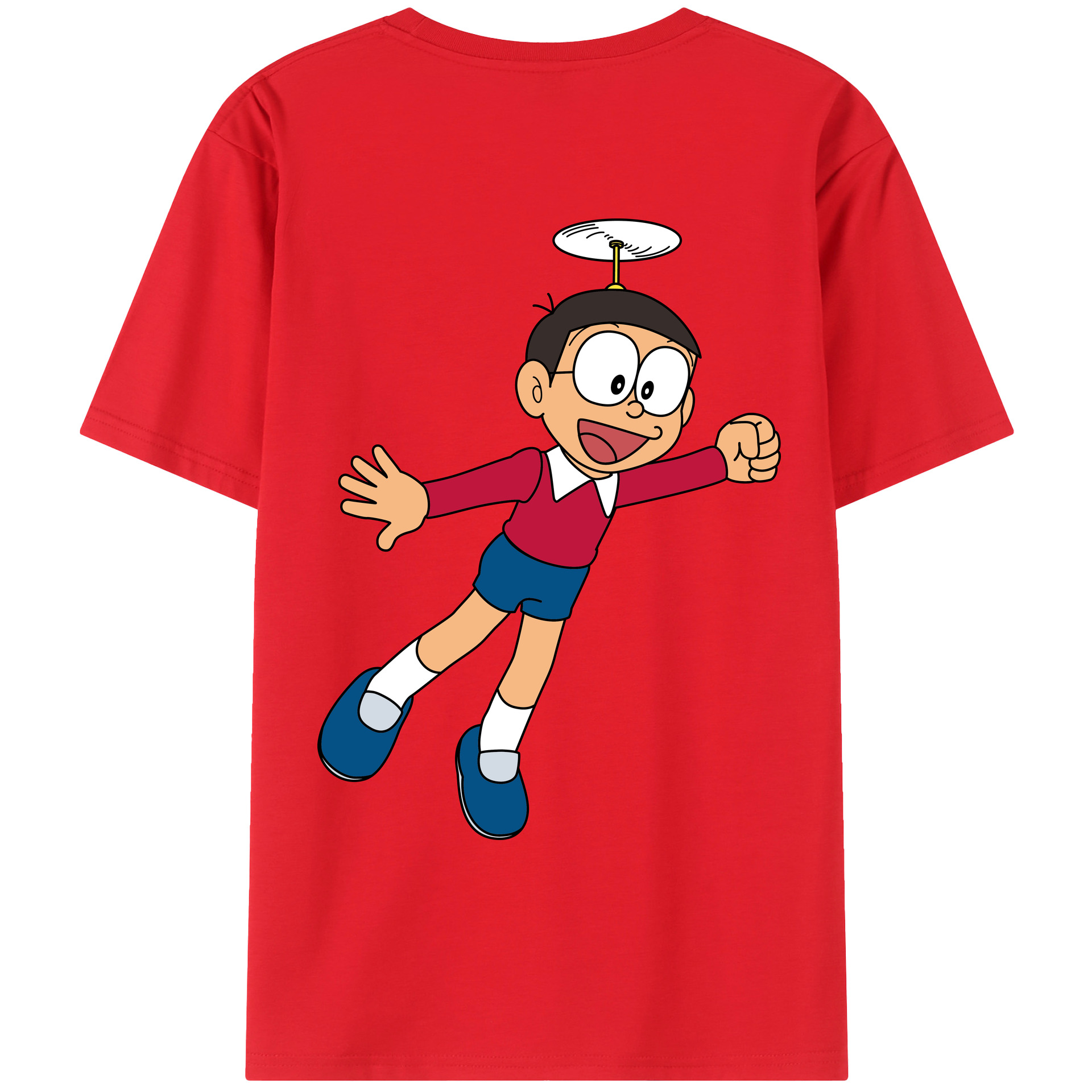 （画像用） ドラえもん 野比 のび太 Doraemon Nobita Nobi レディース半袖Tシャツ(バックプリント)