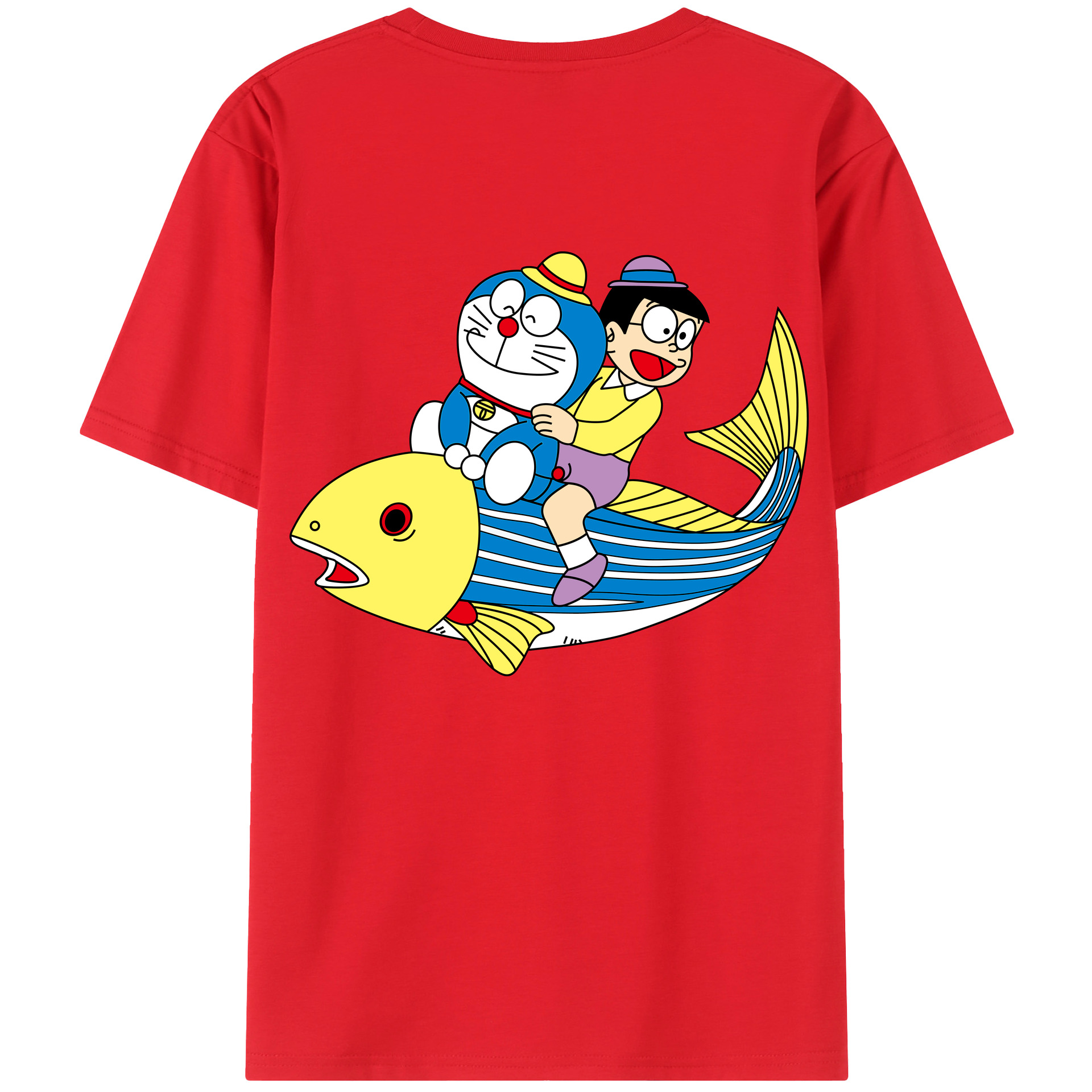 （画像用） ドラえもん 野比 のび太 Doraemon Nobita Nobi レディース半袖Tシャツ(バックプリント)