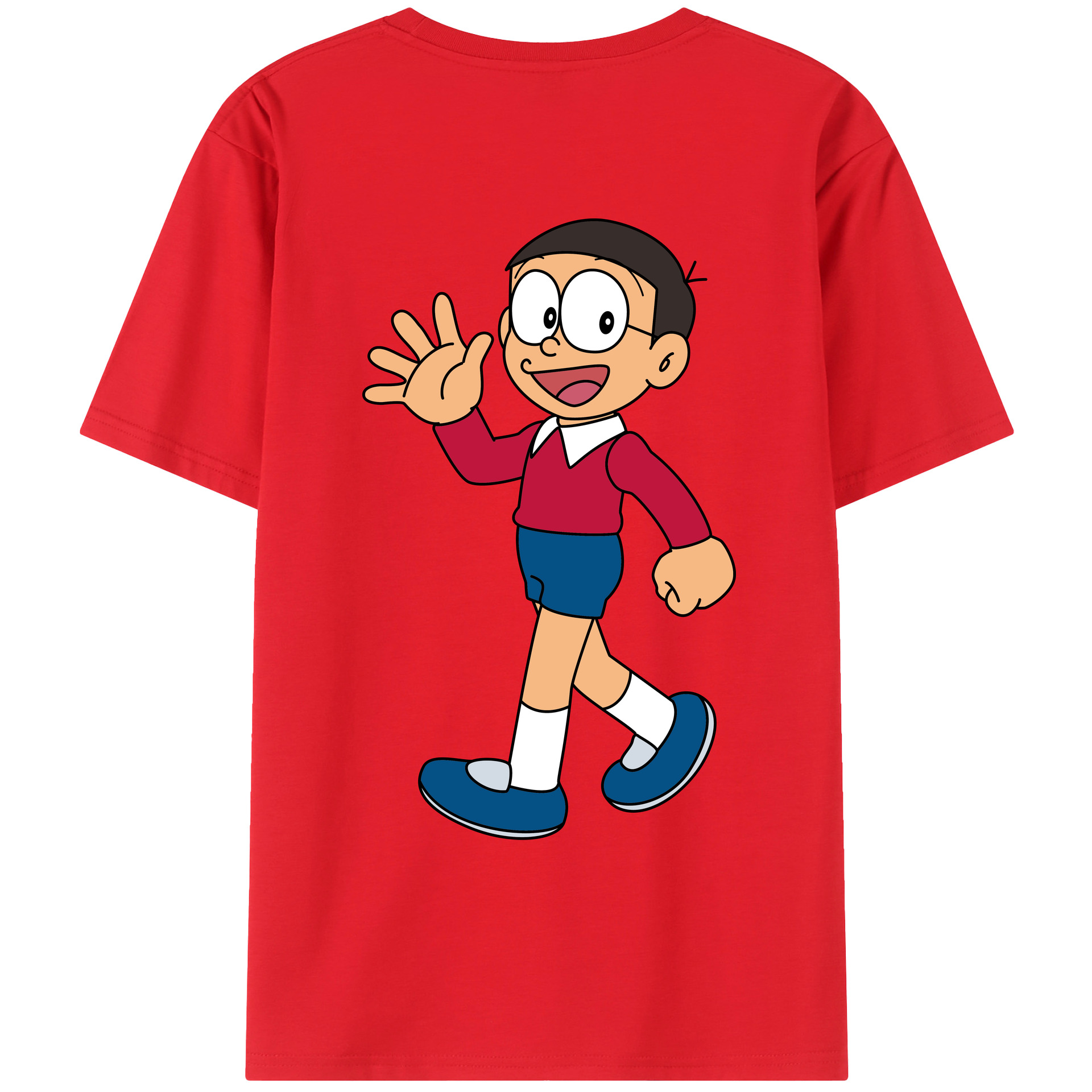 （画像用） ドラえもん 野比 のび太 Doraemon Nobita Nobi レディース半袖Tシャツ(バックプリント)