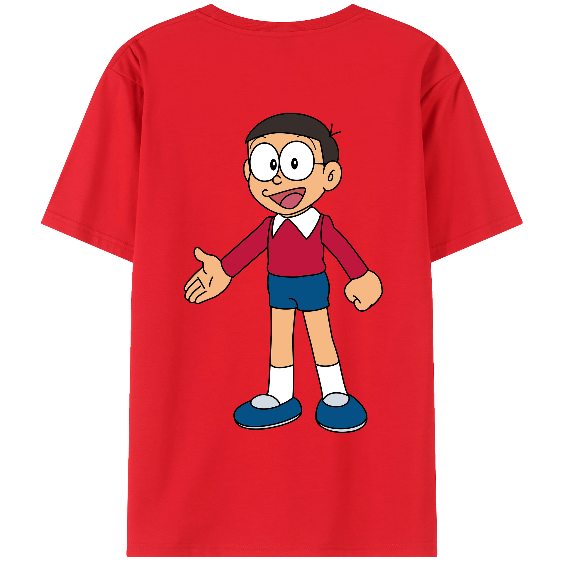 （画像用） ドラえもん 野比 のび太 Doraemon Nobita Nobi レディース半袖Tシャツ(バックプリント)