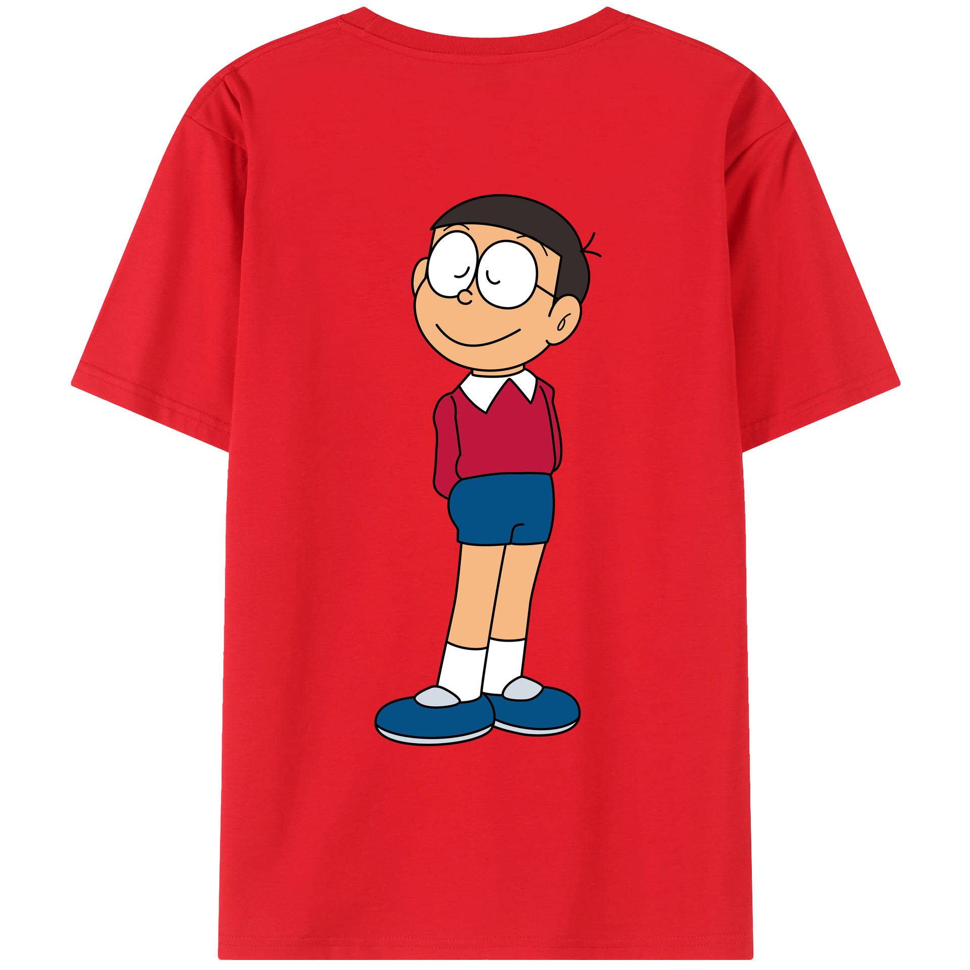 （画像用） ドラえもん 野比 のび太 Doraemon Nobita Nobi レディース半袖Tシャツ(バックプリント)