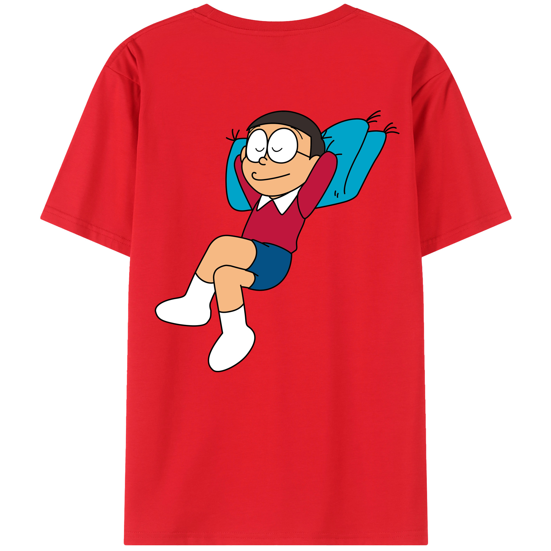 （画像用） ドラえもん 野比 のび太 Doraemon Nobita Nobi レディース半袖Tシャツ(バックプリント)