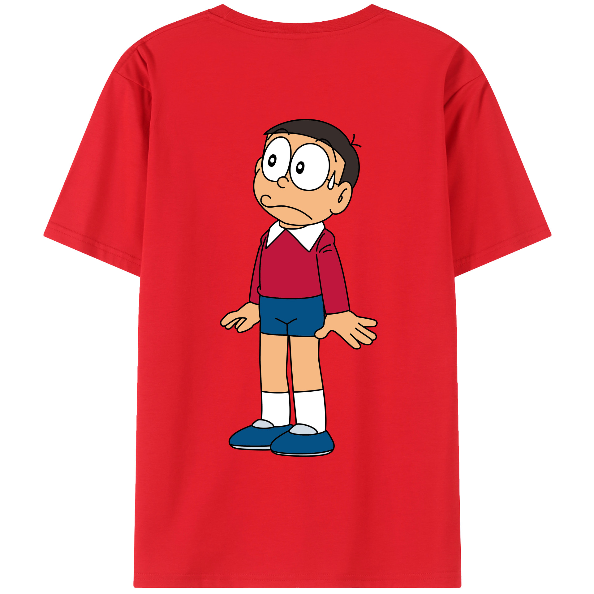 （画像用） ドラえもん 野比 のび太 Doraemon Nobita Nobi レディース半袖Tシャツ(バックプリント)