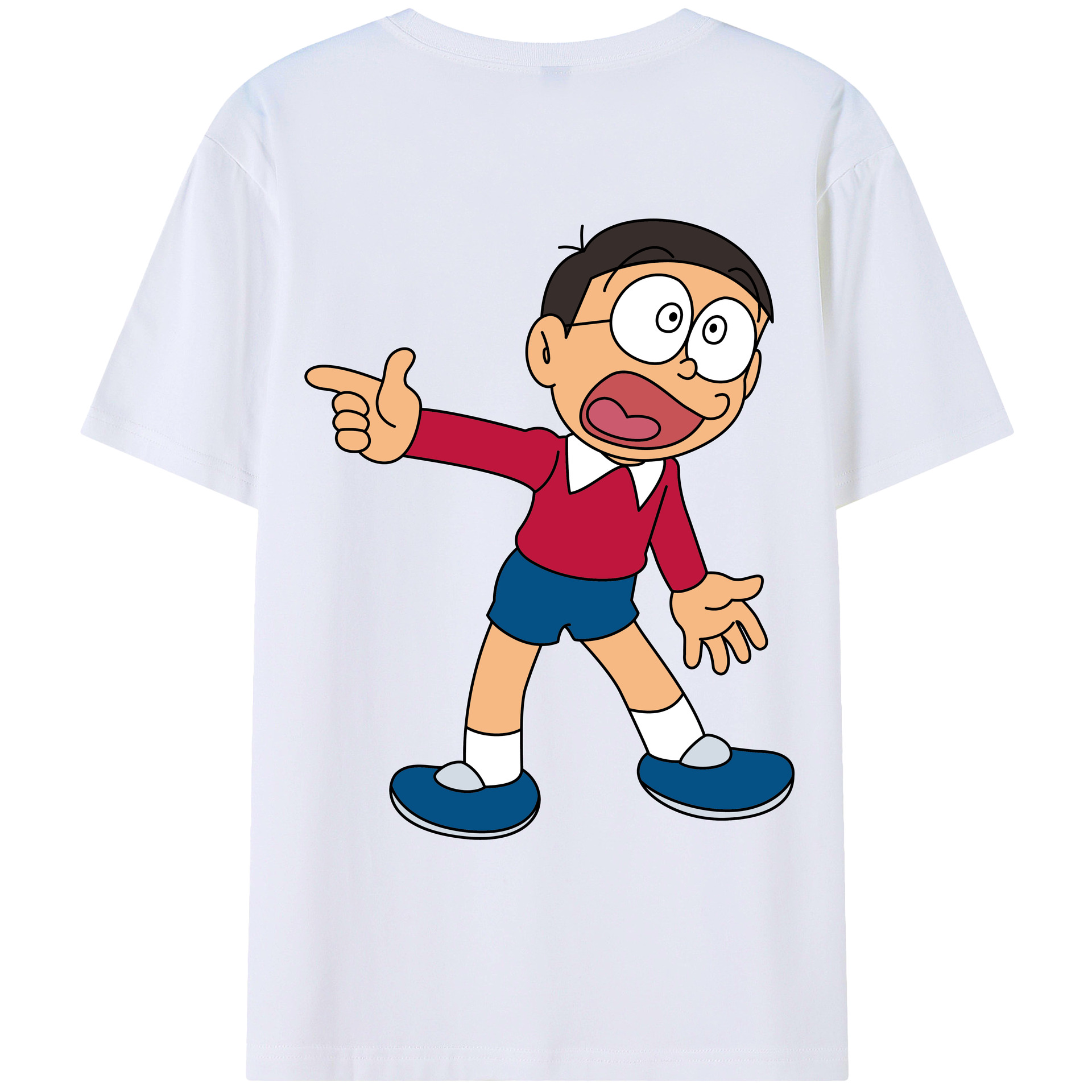 （画像用） ドラえもん 野比 のび太 Doraemon Nobita Nobi レディース半袖Tシャツ(バックプリント)