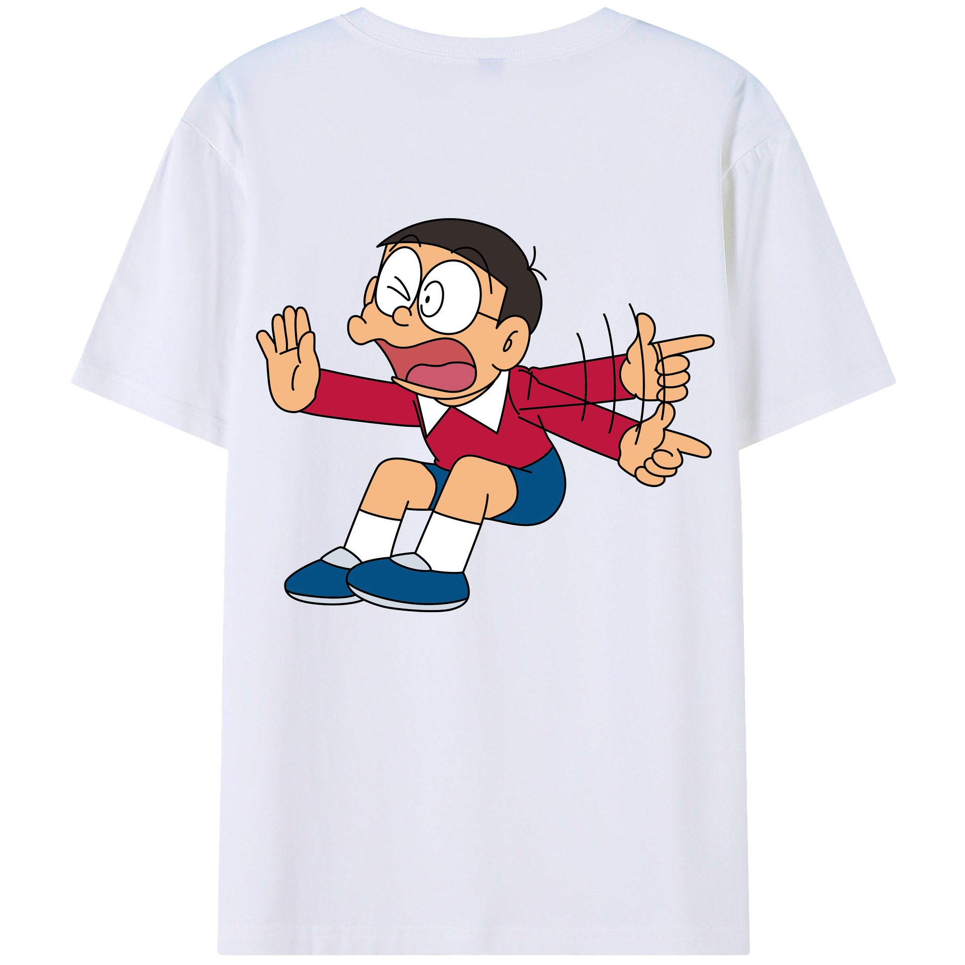 （画像用） ドラえもん 野比 のび太 Doraemon Nobita Nobi レディース半袖Tシャツ(バックプリント)