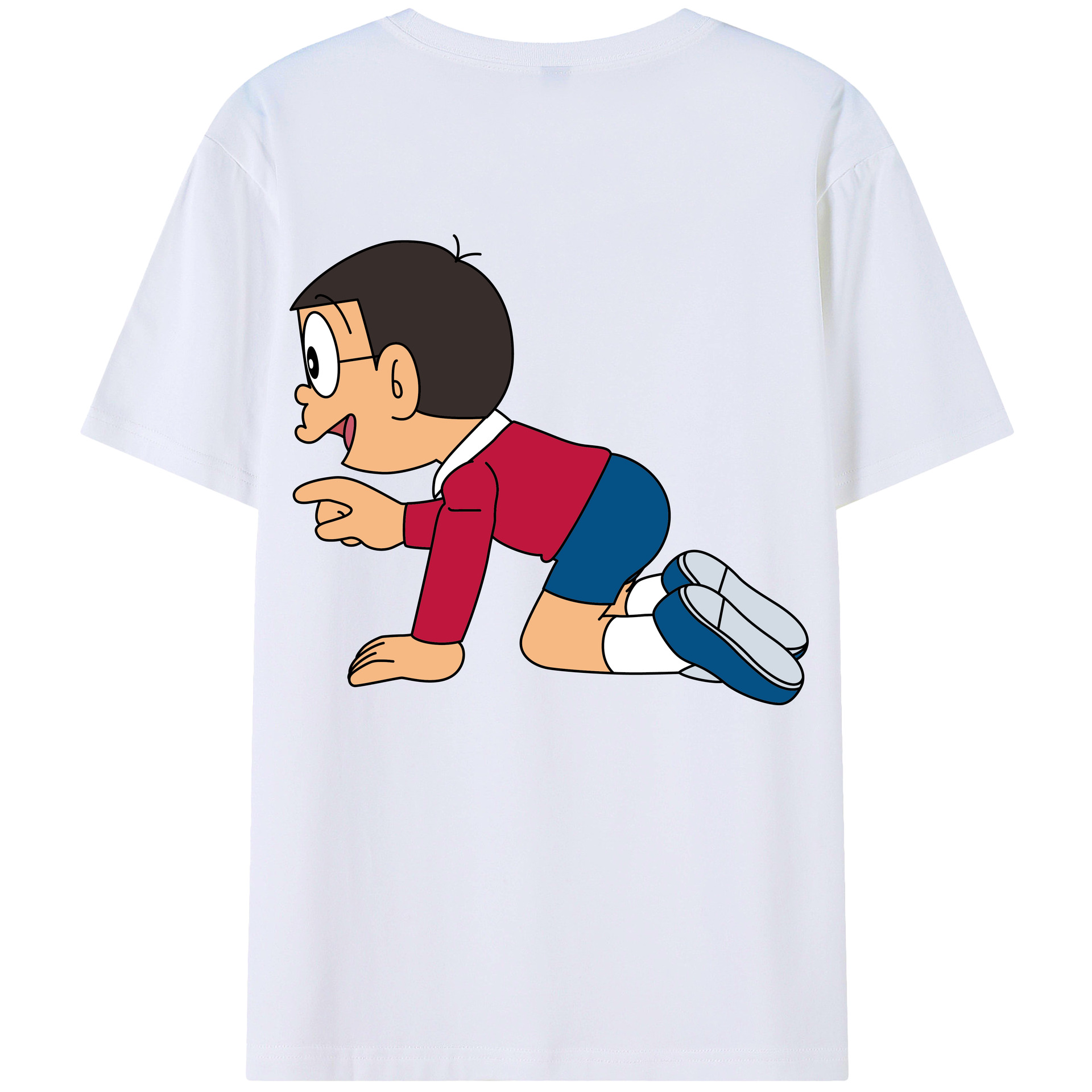 （画像用） ドラえもん 野比 のび太 Doraemon Nobita Nobi レディース半袖Tシャツ(バックプリント)