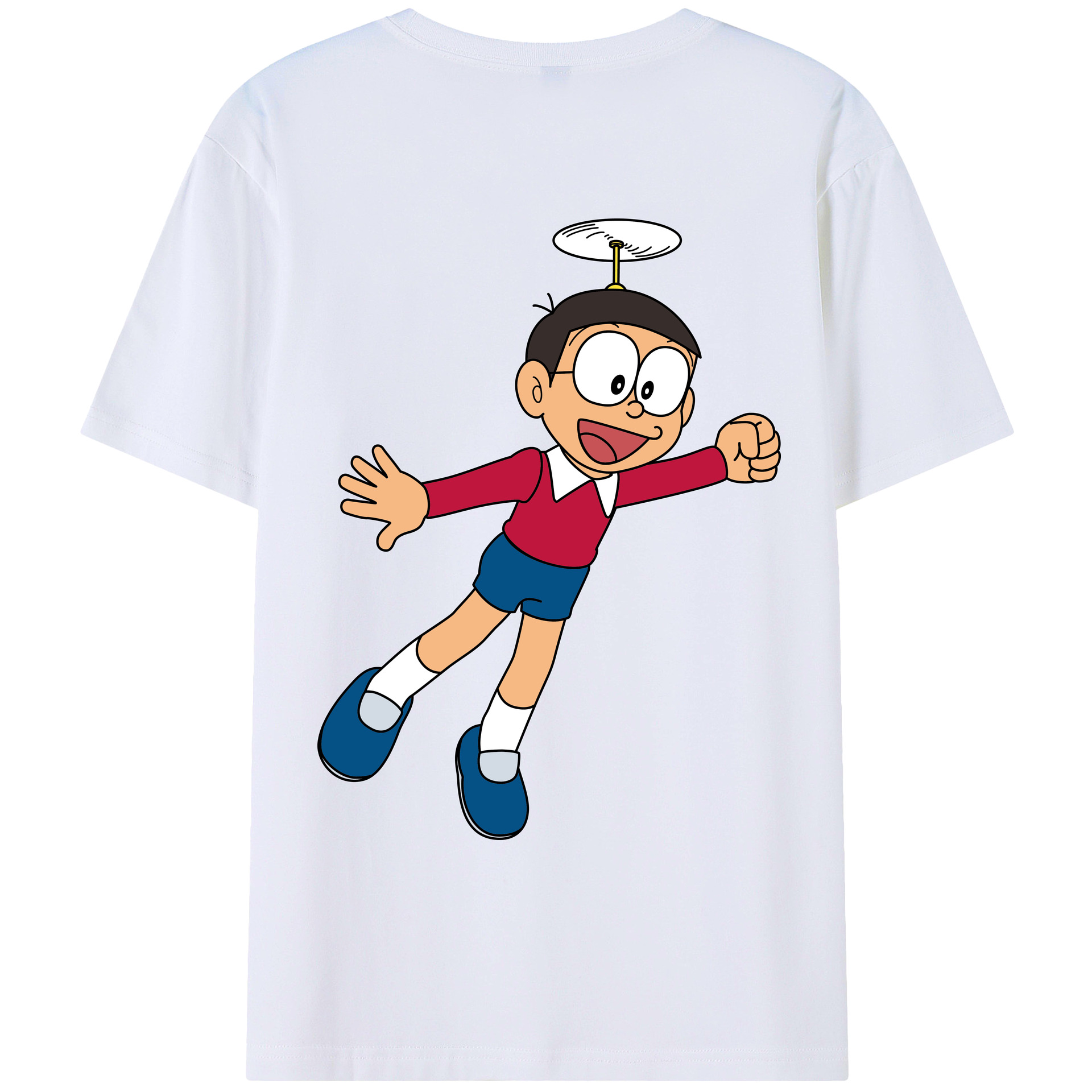 （画像用） ドラえもん 野比 のび太 Doraemon Nobita Nobi レディース半袖Tシャツ(バックプリント)