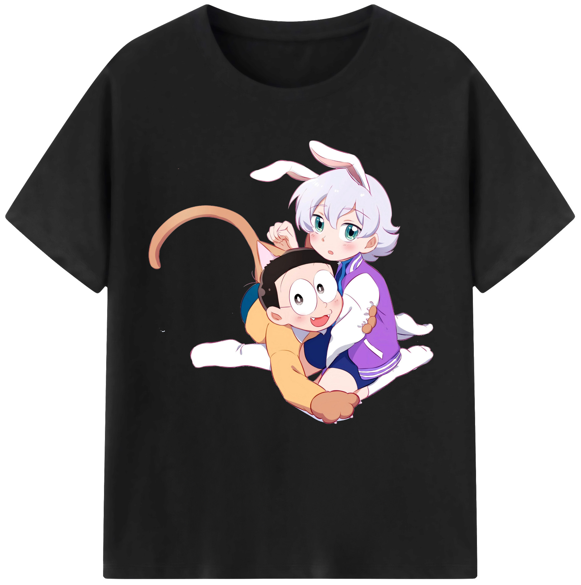 （画像用） ドラえもん 野比 のび太 Doraemon Nobita Nobi レディースカジュアルプリントTシャツ（綿100％）