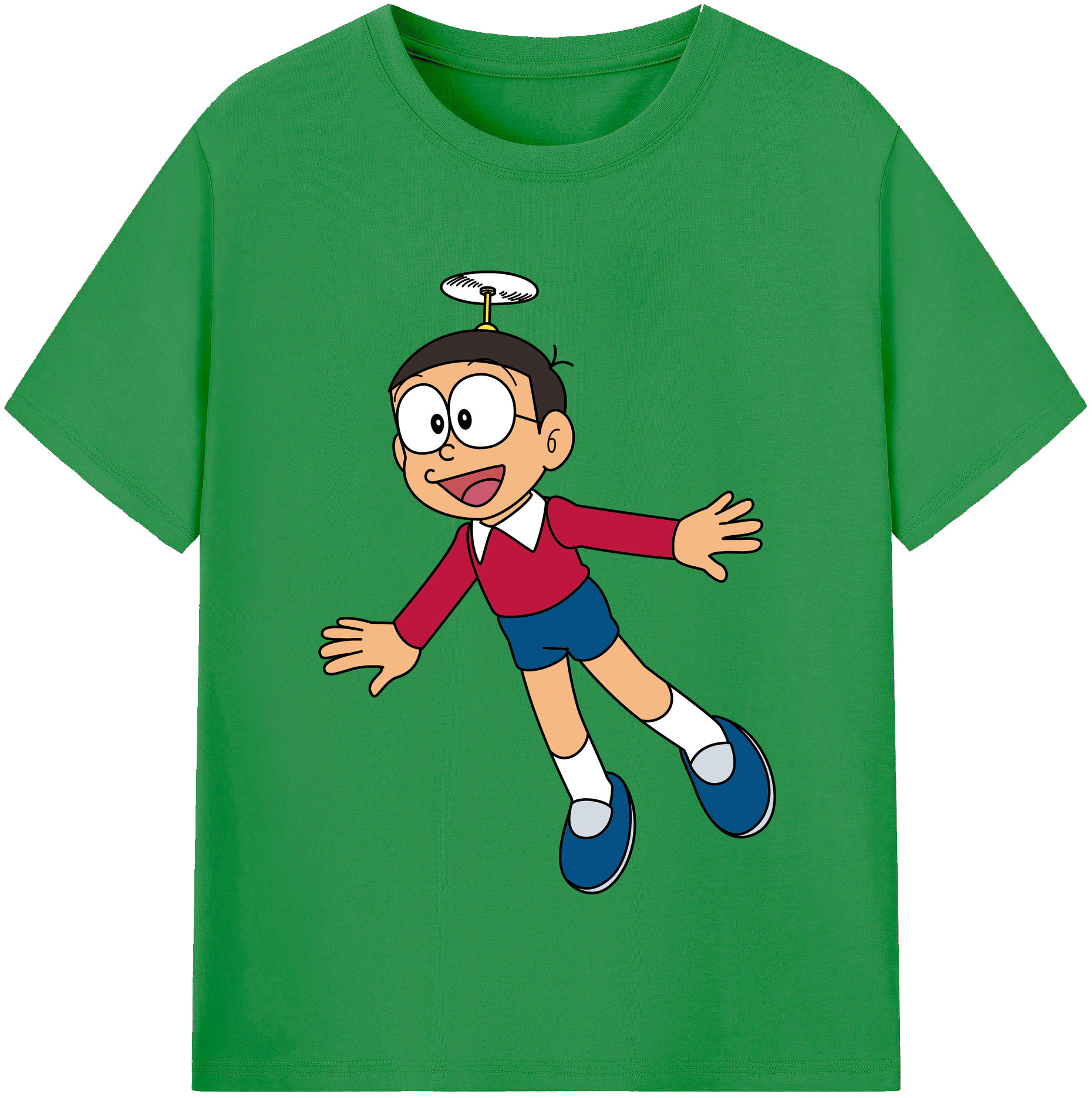 （画像用） ドラえもん 野比 のび太 Doraemon Nobita Nobi レディースカジュアルプリントTシャツ（綿100％）