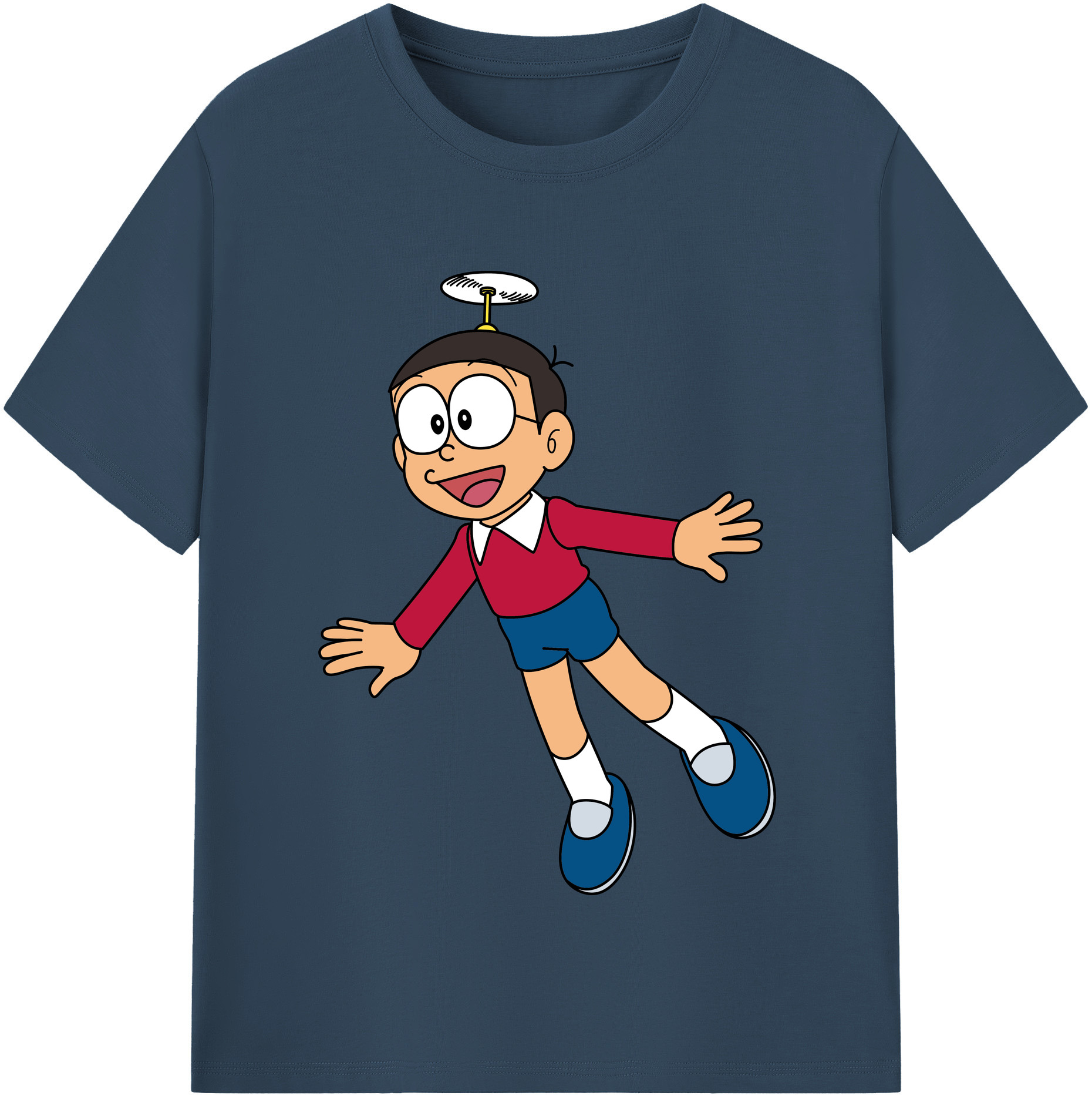 （画像用） ドラえもん 野比 のび太 Doraemon Nobita Nobi レディースカジュアルプリントTシャツ（綿100％）