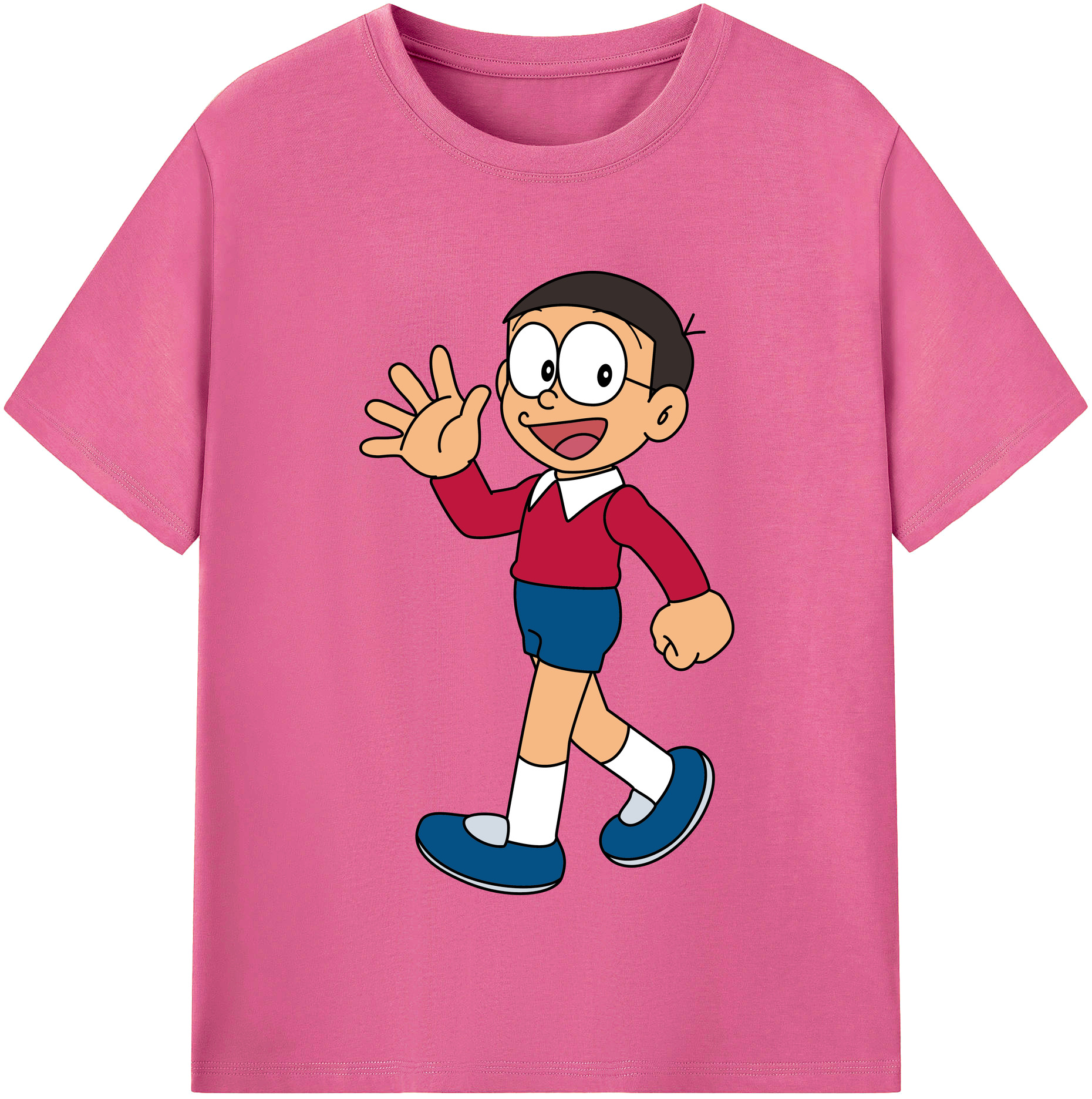 （画像用） ドラえもん 野比 のび太 Doraemon Nobita Nobi レディースカジュアルプリントTシャツ（綿100％）