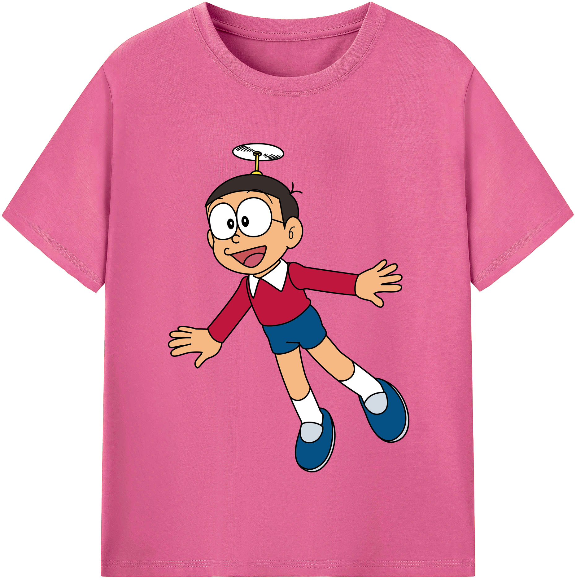 （画像用） ドラえもん 野比 のび太 Doraemon Nobita Nobi レディースカジュアルプリントTシャツ（綿100％）