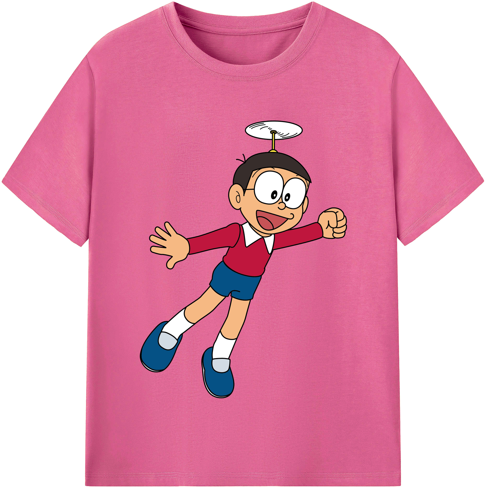 （画像用） ドラえもん 野比 のび太 Doraemon Nobita Nobi レディースカジュアルプリントTシャツ（綿100％）