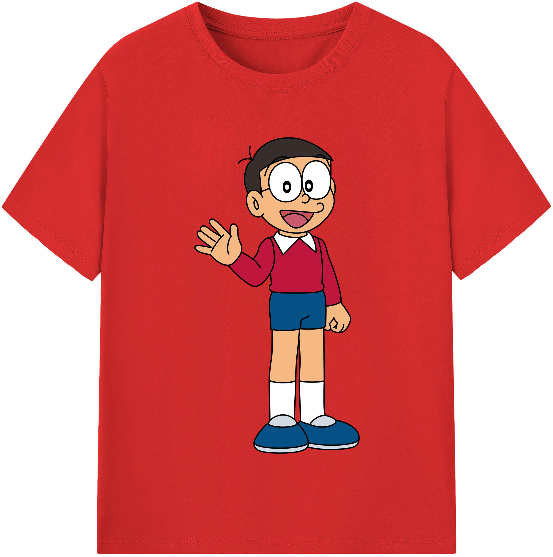 （画像用） ドラえもん 野比 のび太 Doraemon Nobita Nobi レディースカジュアルプリントTシャツ（綿100％）