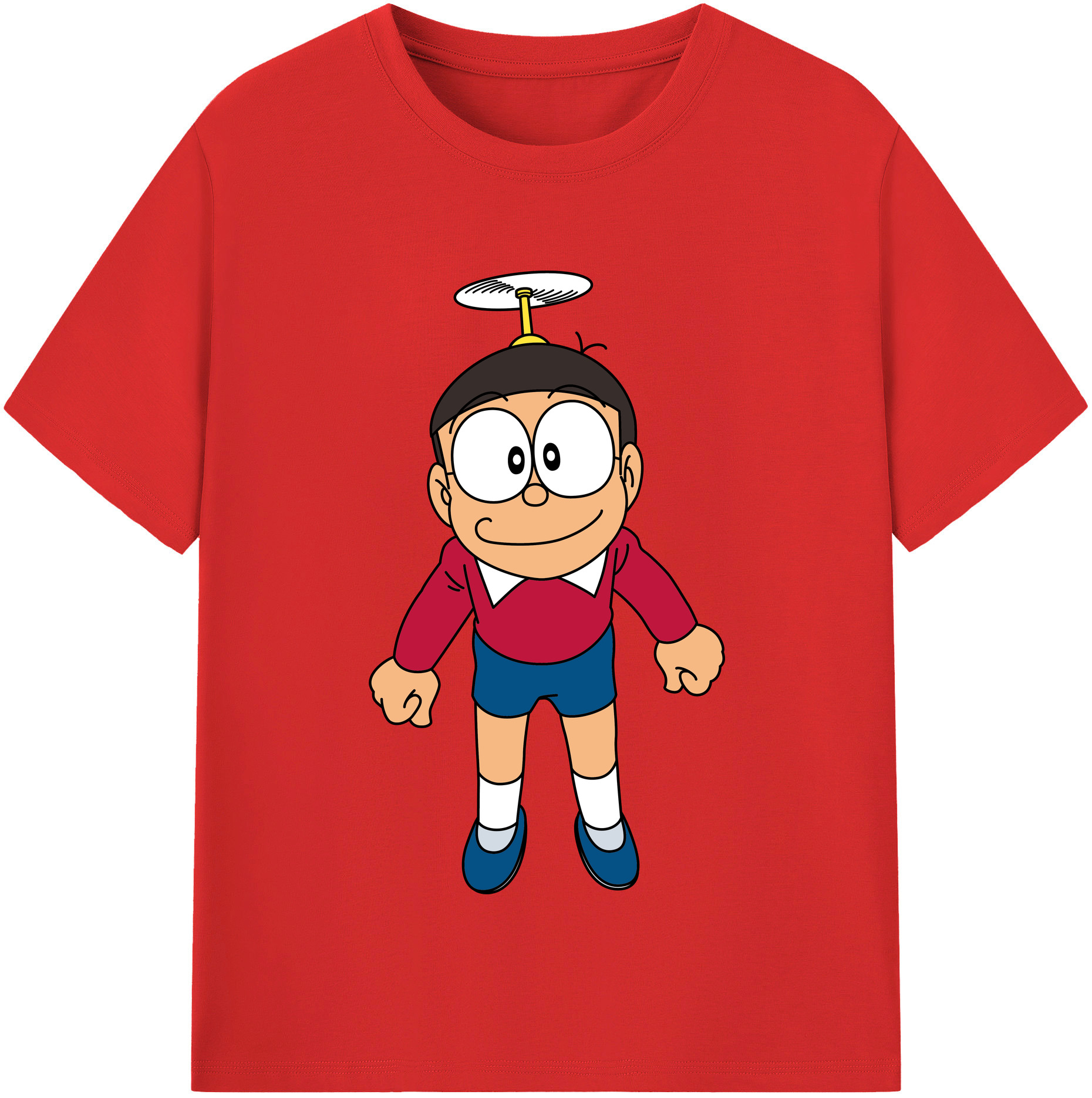 （画像用） ドラえもん 野比 のび太 Doraemon Nobita Nobi レディースカジュアルプリントTシャツ（綿100％）