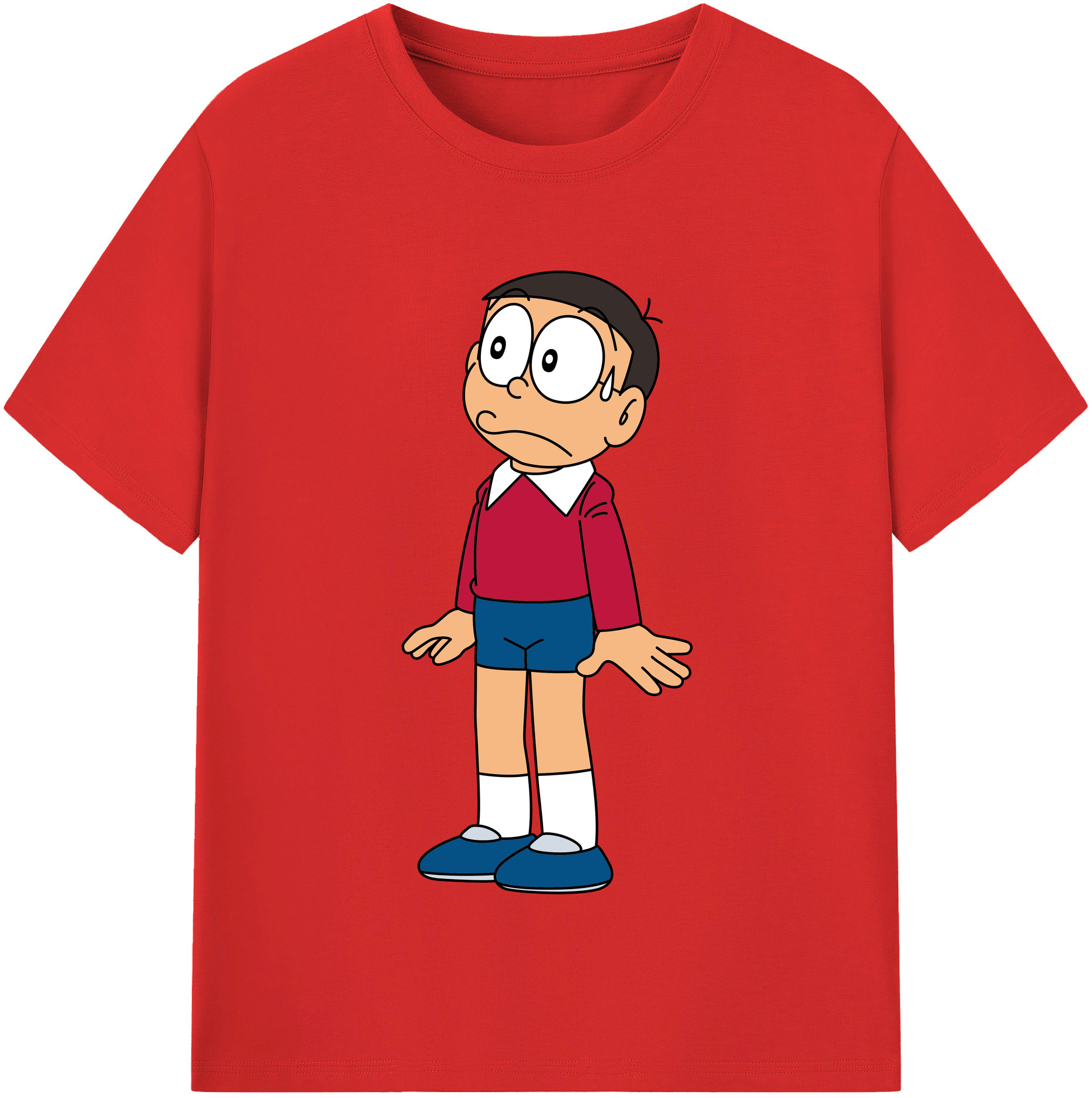 （画像用） ドラえもん 野比 のび太 Doraemon Nobita Nobi レディースカジュアルプリントTシャツ（綿100％）