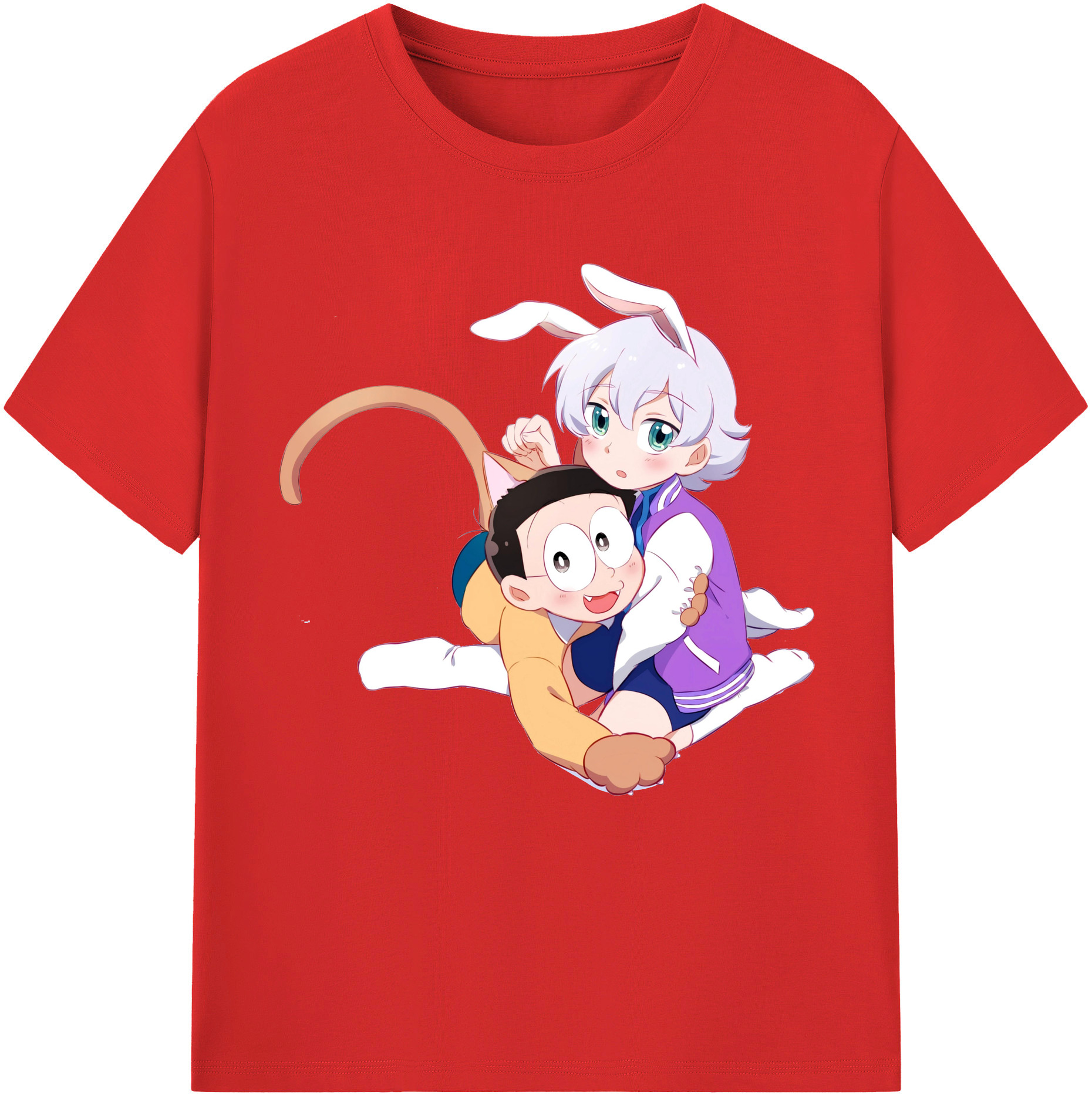 （画像用） ドラえもん 野比 のび太 Doraemon Nobita Nobi レディースカジュアルプリントTシャツ（綿100％）