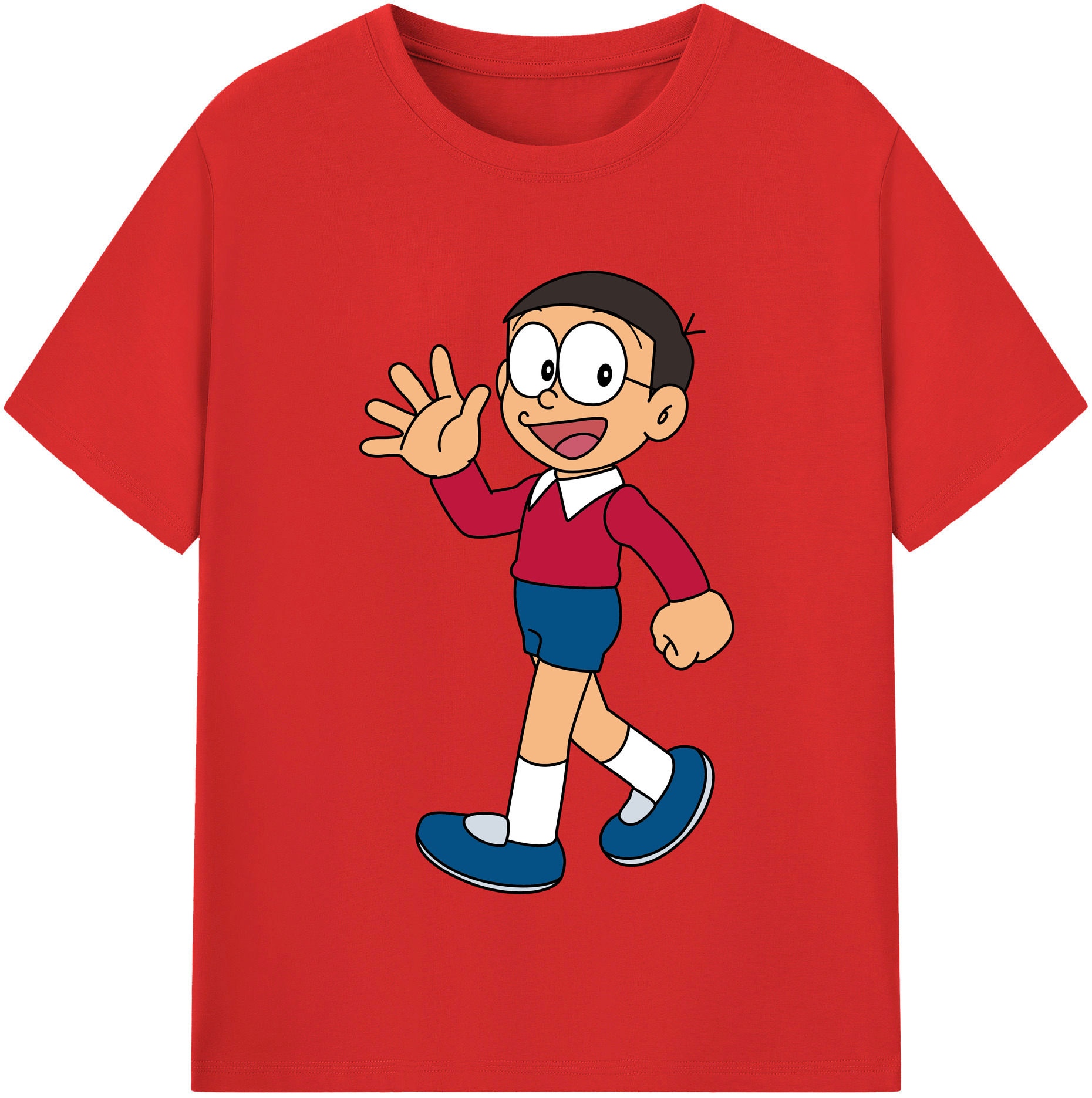（画像用） ドラえもん 野比 のび太 Doraemon Nobita Nobi レディースカジュアルプリントTシャツ（綿100％）