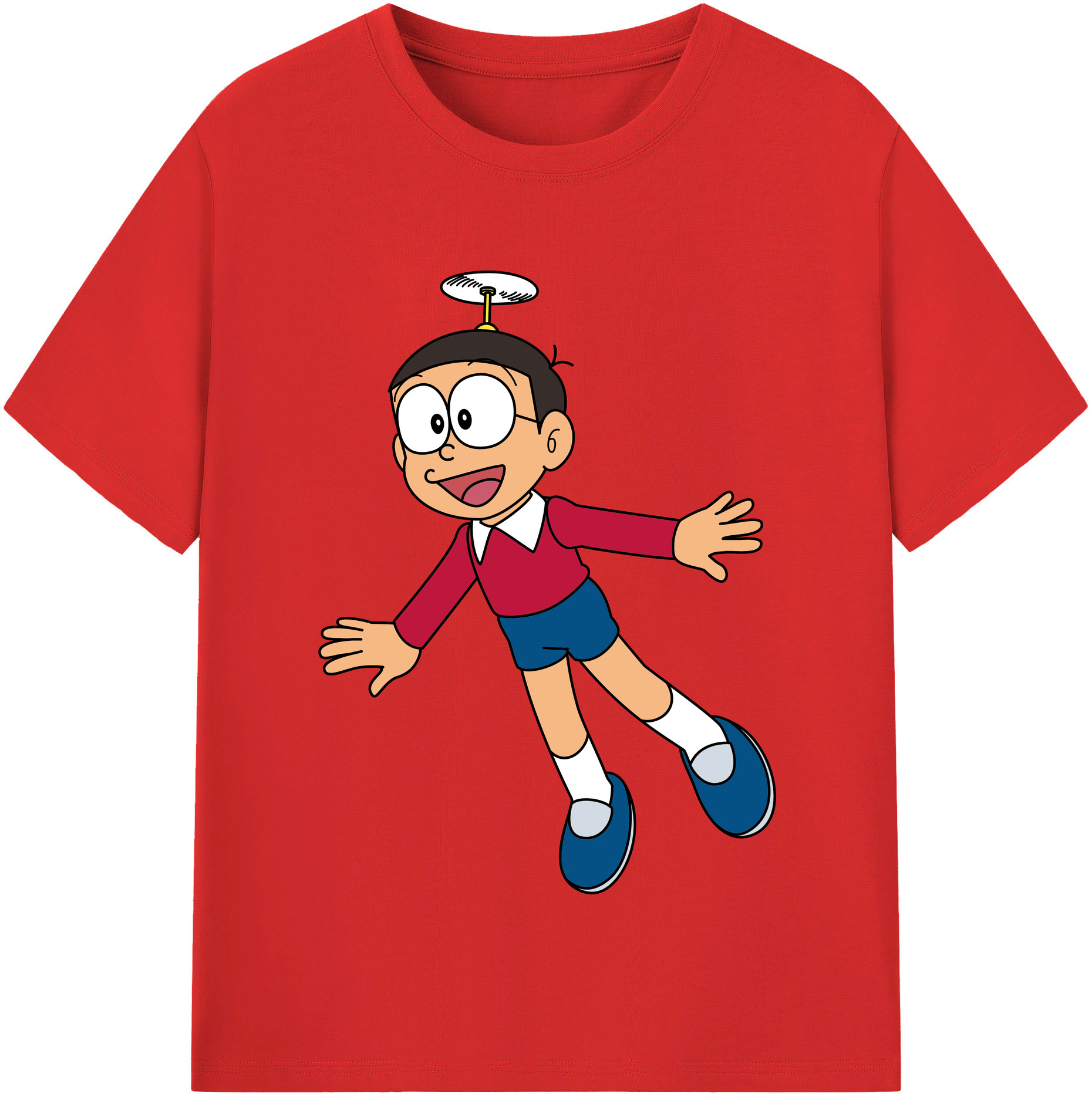 （画像用） ドラえもん 野比 のび太 Doraemon Nobita Nobi レディースカジュアルプリントTシャツ（綿100％）