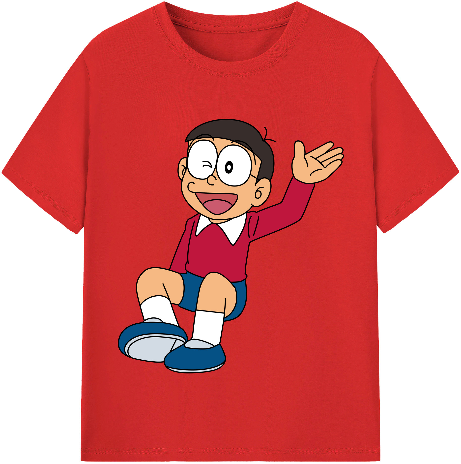 （画像用） ドラえもん 野比 のび太 Doraemon Nobita Nobi レディースカジュアルプリントTシャツ（綿100％）