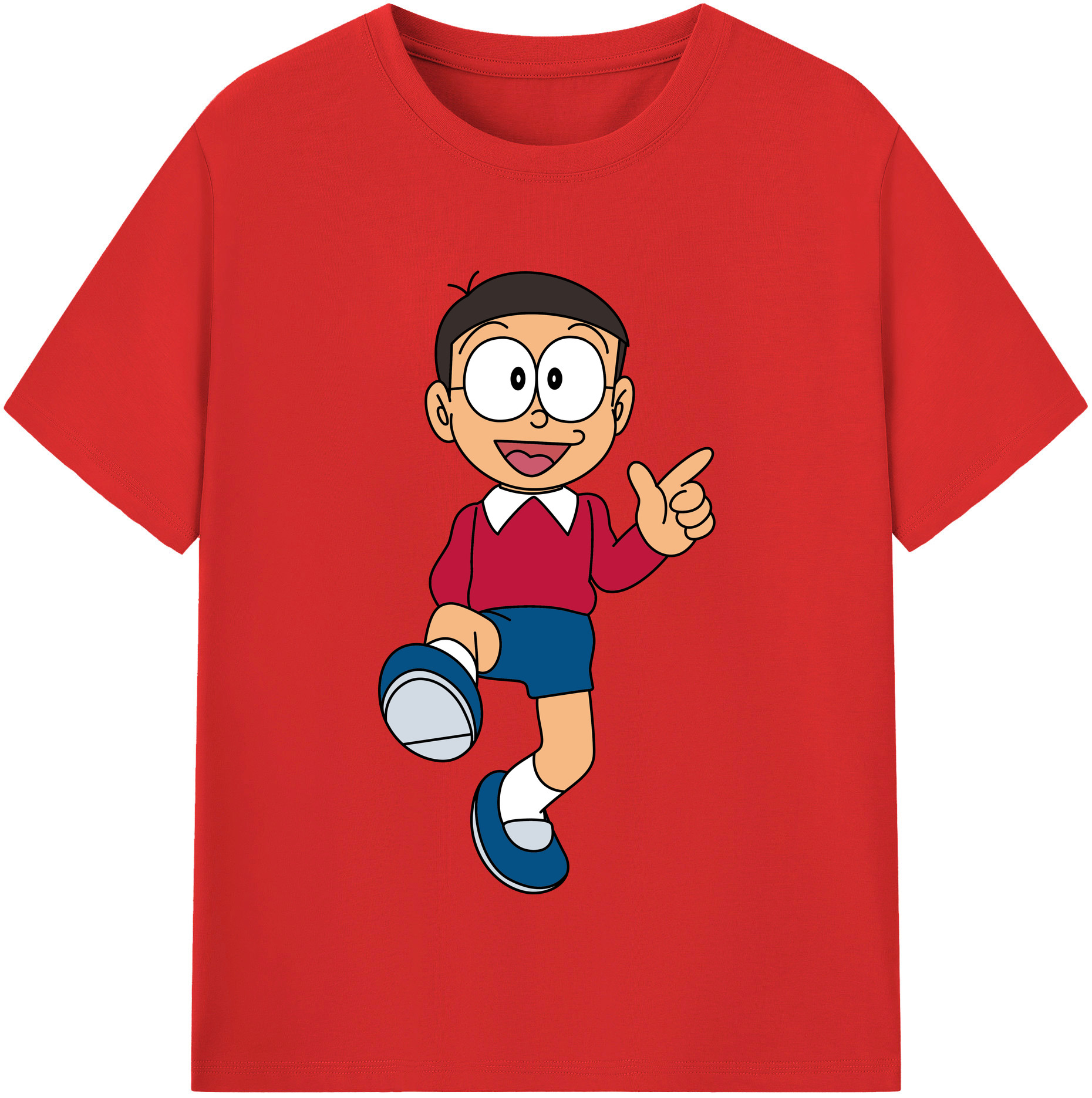 （画像用） ドラえもん 野比 のび太 Doraemon Nobita Nobi レディースカジュアルプリントTシャツ（綿100％）