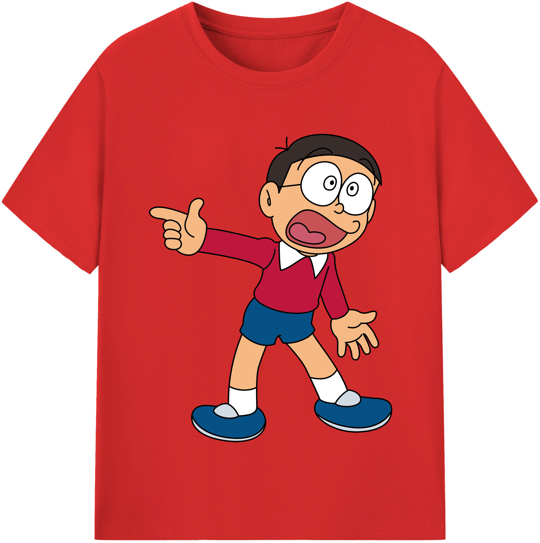 （画像用） ドラえもん 野比 のび太 Doraemon Nobita Nobi レディースカジュアルプリントTシャツ（綿100％）