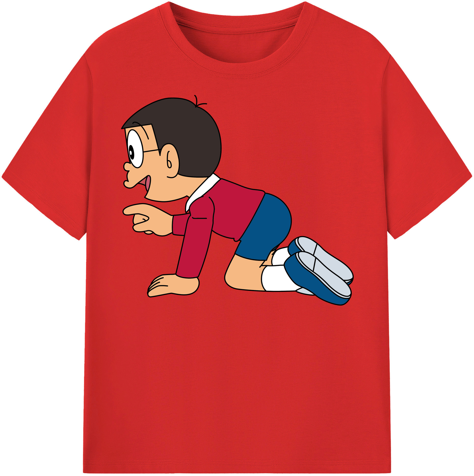 （画像用） ドラえもん 野比 のび太 Doraemon Nobita Nobi レディースカジュアルプリントTシャツ（綿100％）
